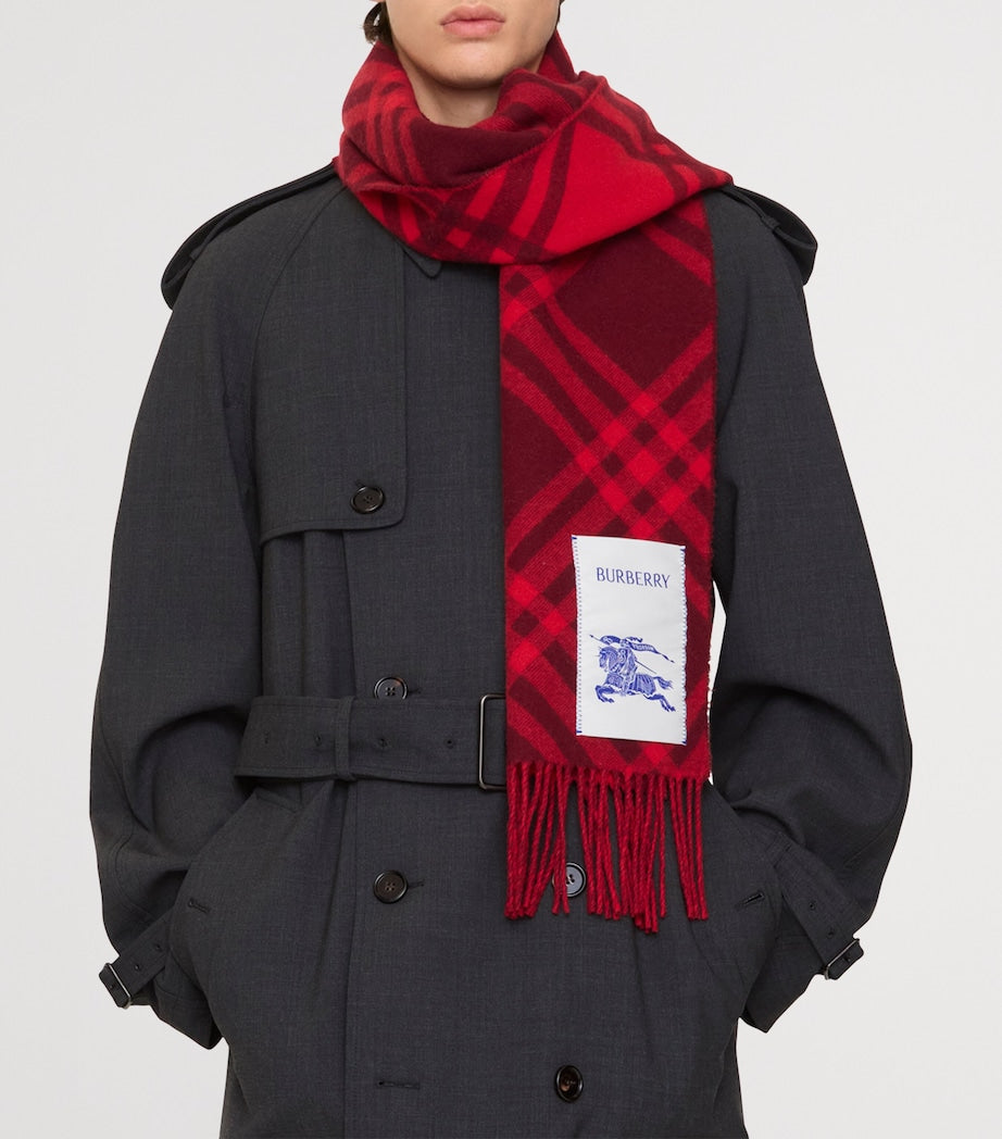 Red Cashmere Check Scarf