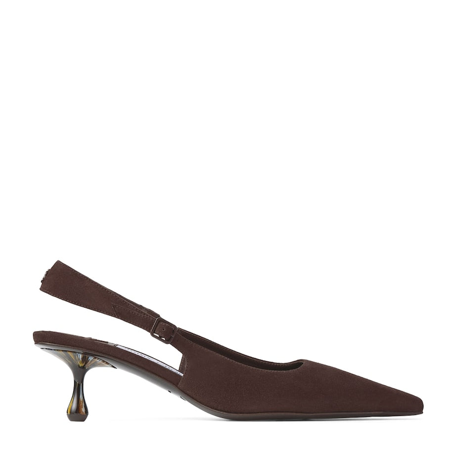Brown Amel 50 Leather Slingback Pumps
