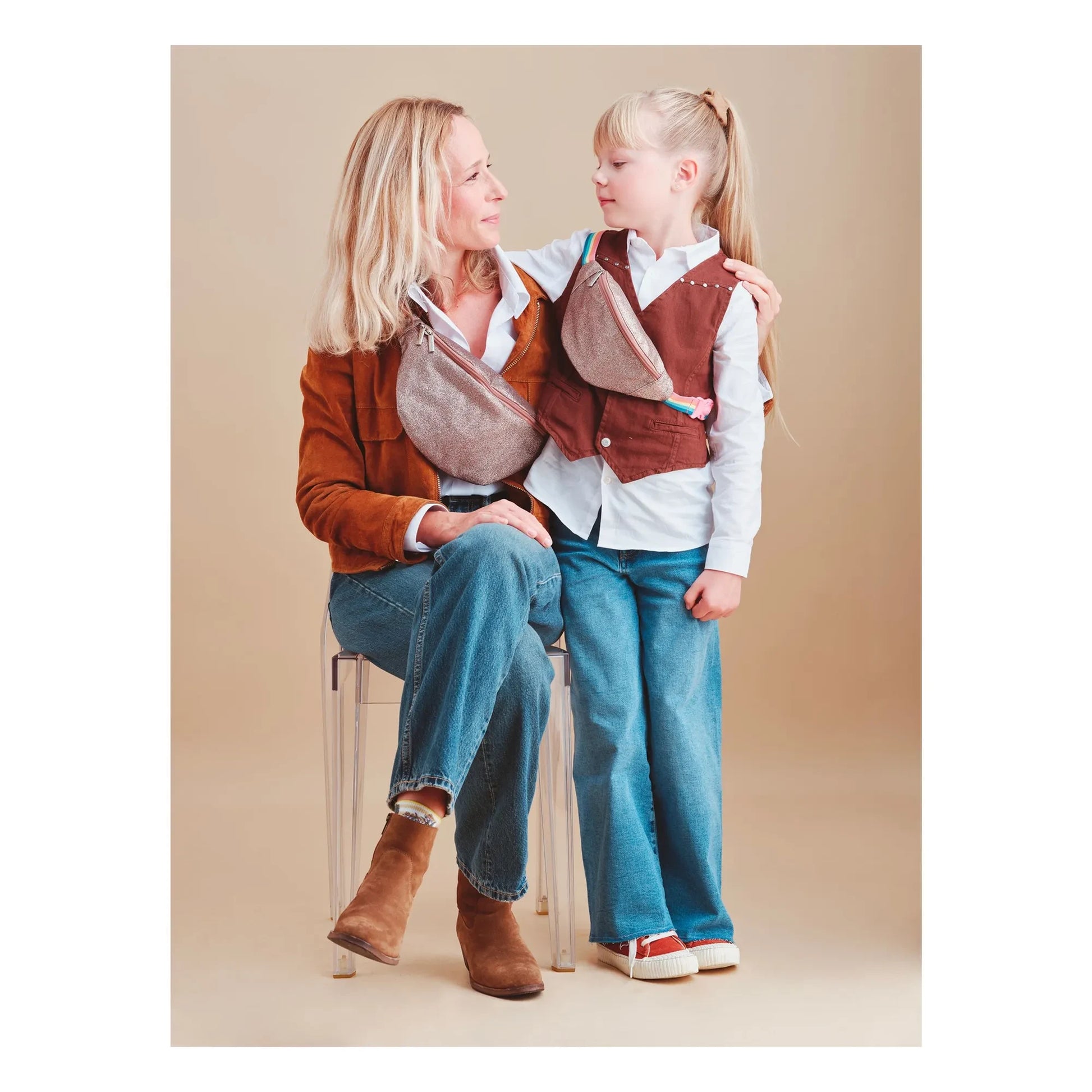 Caramel & Cie - Mom Glitter Banana Bag | Copper red