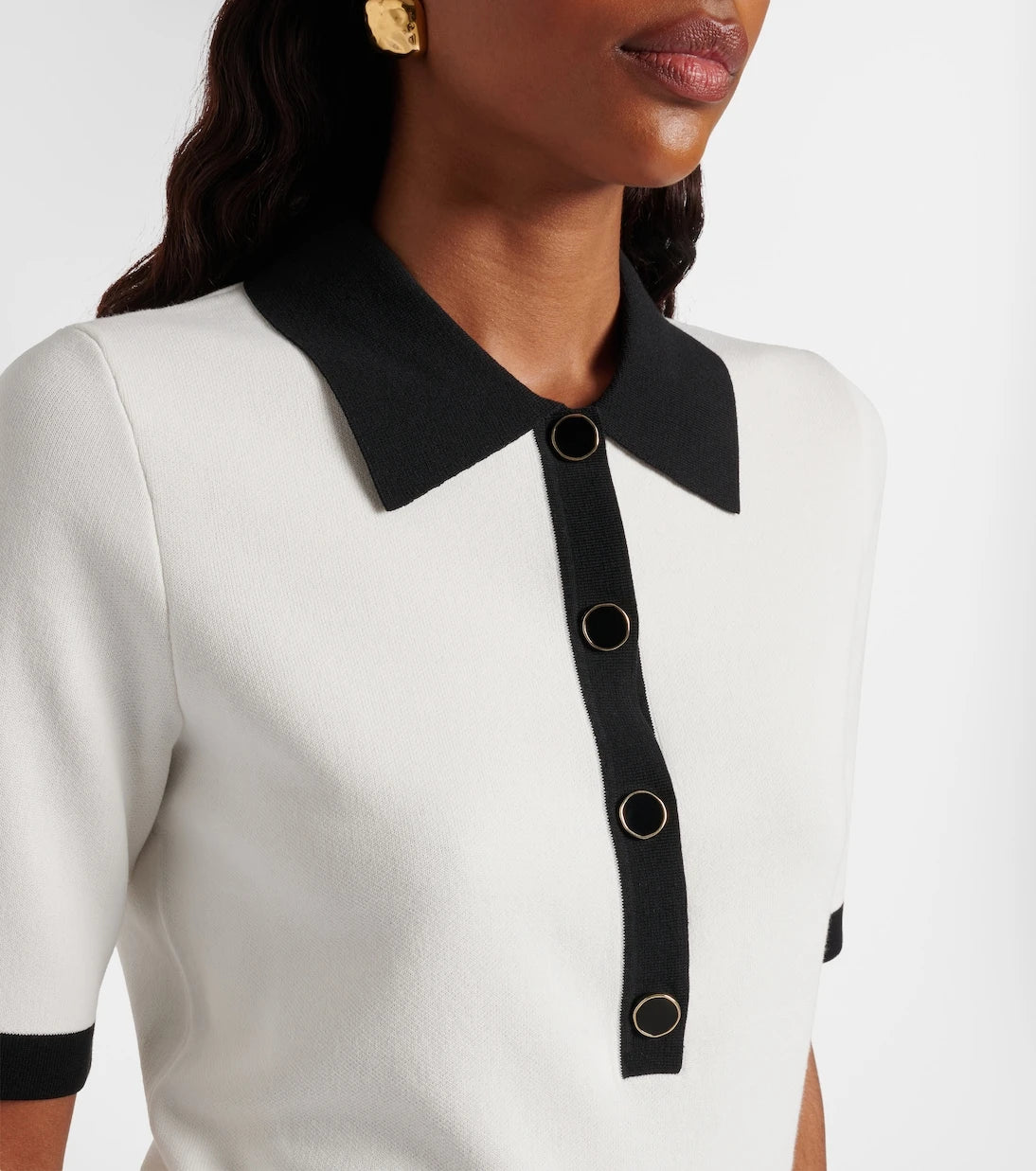 Nina Ricci - Ribbed-knit polo shirt