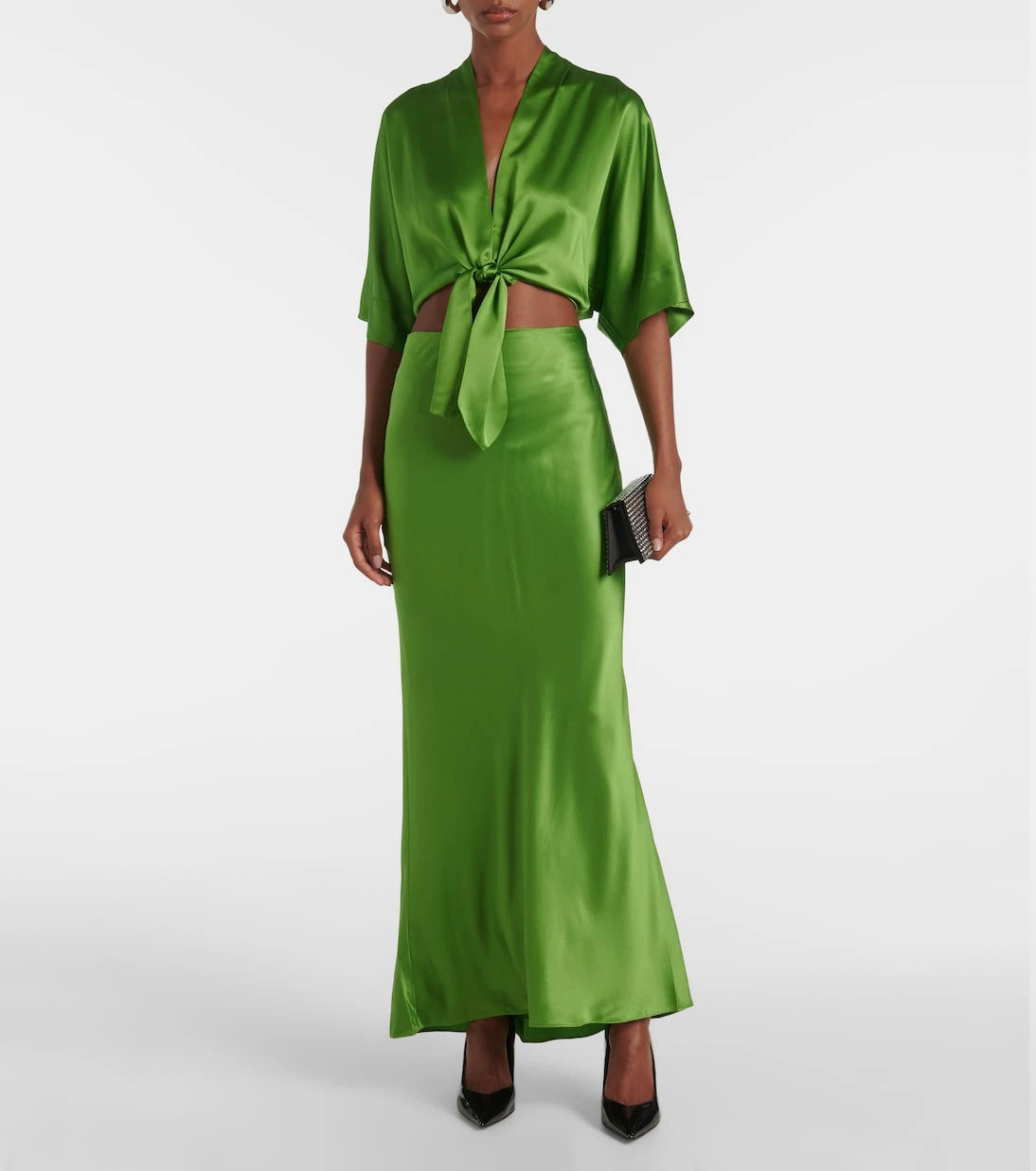 The Sei - Cropped silk satin blouse