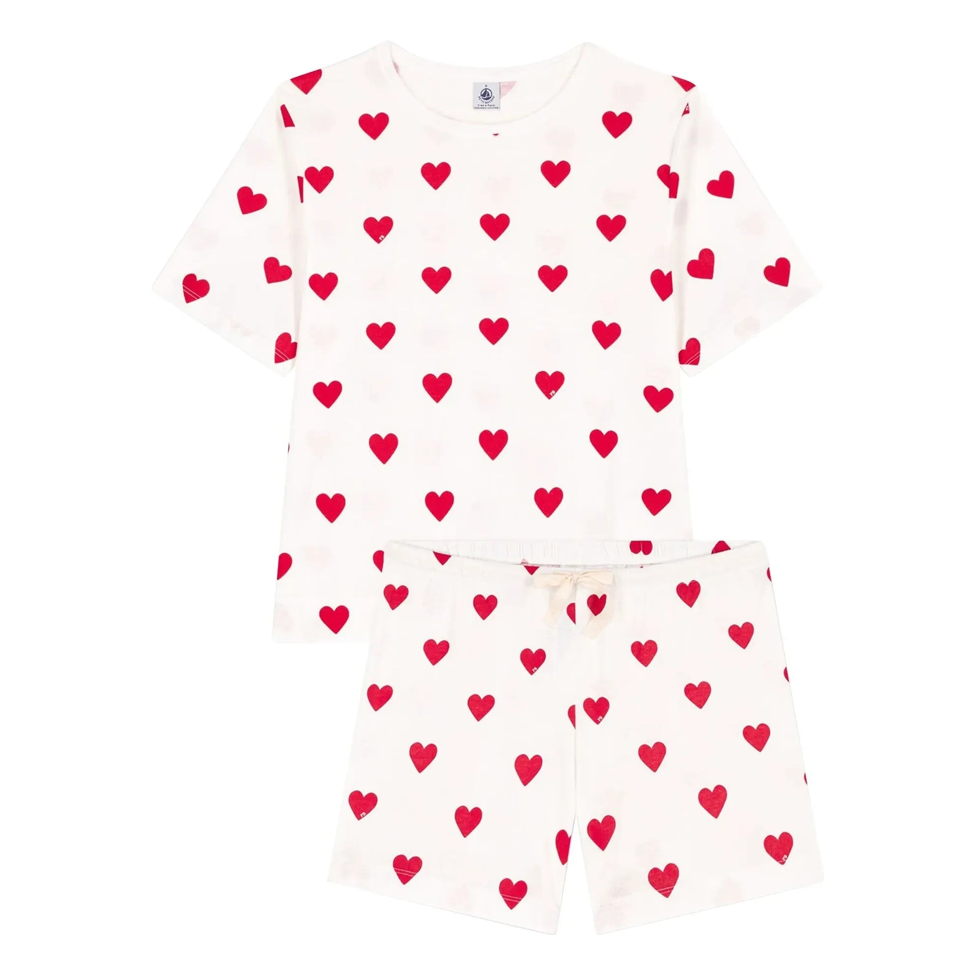 Petit Bateau - Pyjama Short Cœurs - Women's collection  | White