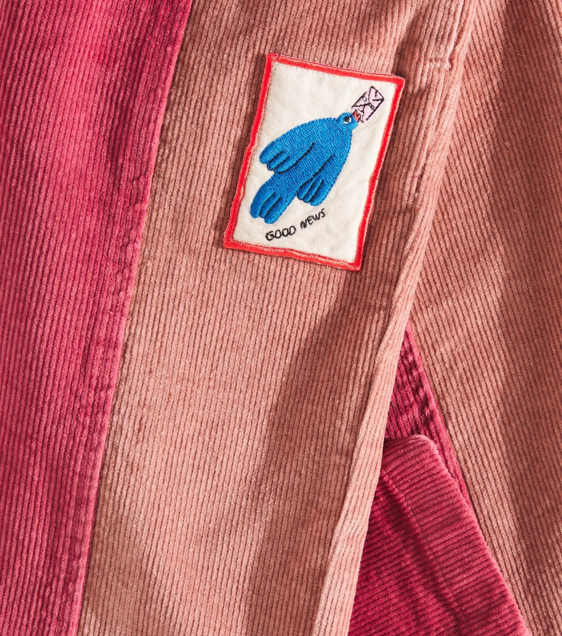 Jellymallow - Bird colorblocked corduroy pants