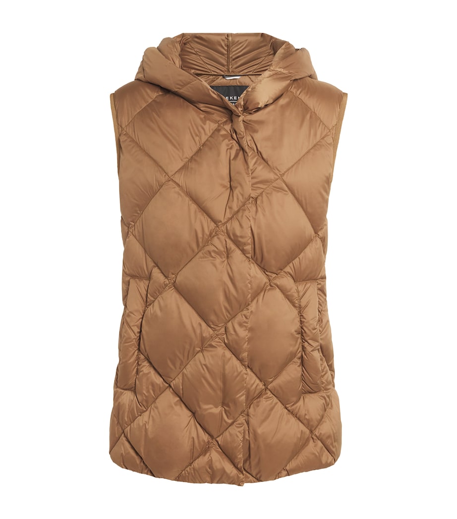 Beige Down Water-Repellent Quilted Gilet