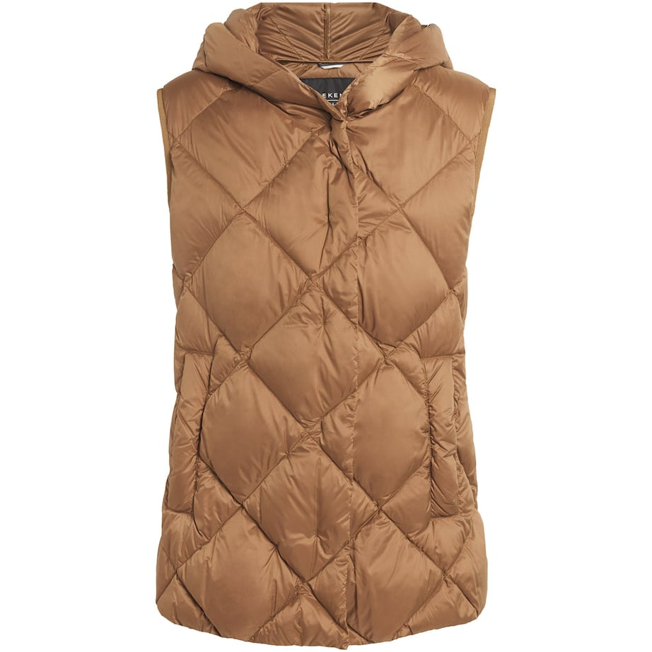 Beige Down Water-Repellent Quilted Gilet