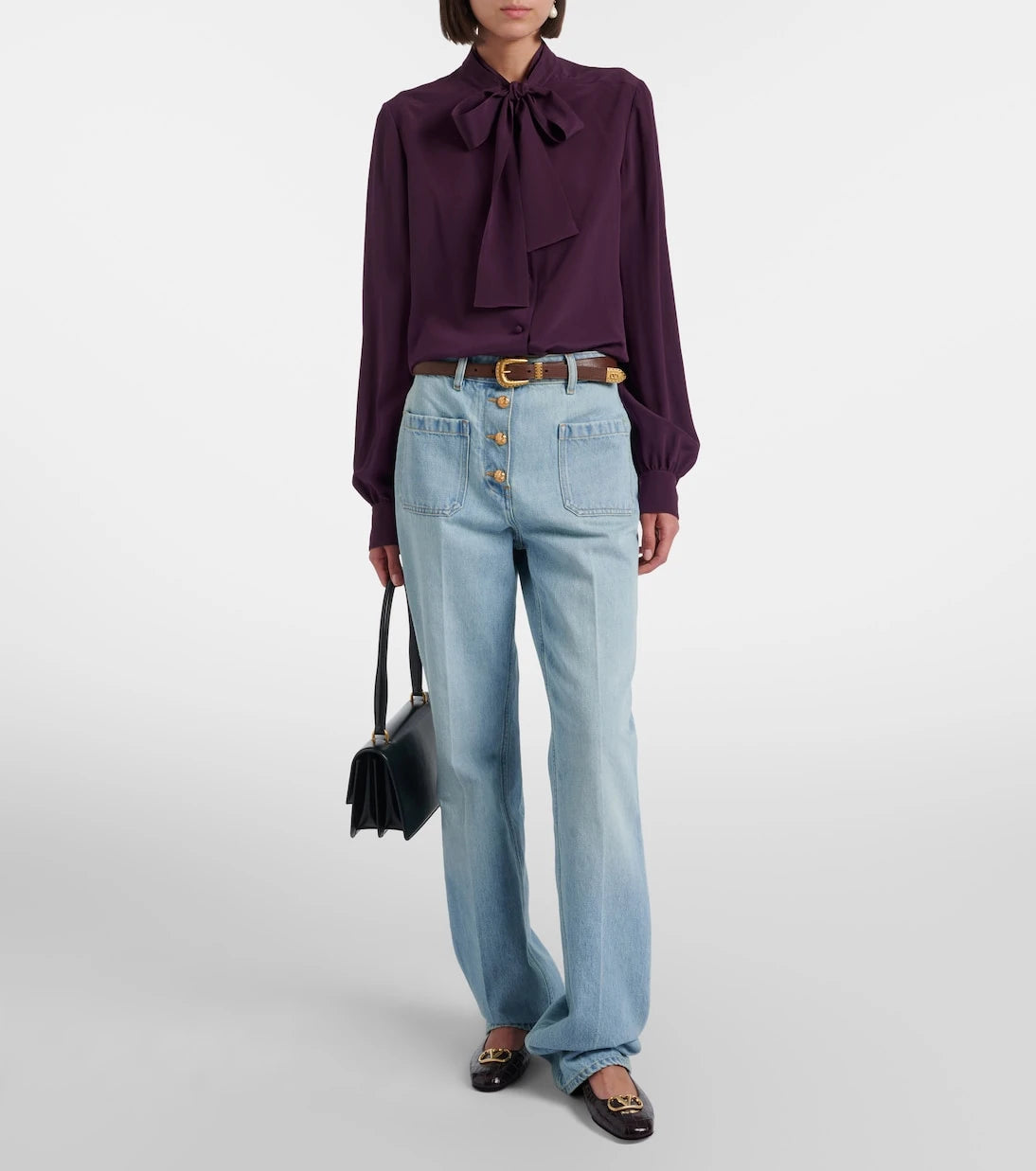 Valentino Garavani - VLogo croc-effect leather ballet flats