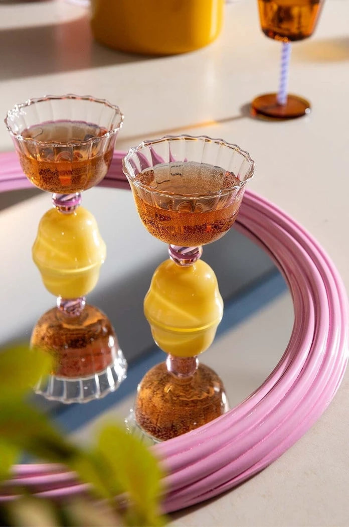 &k amsterdam Glass Tulip Caramel 200 ml (2 Parça) Şarap Kadehi Seti