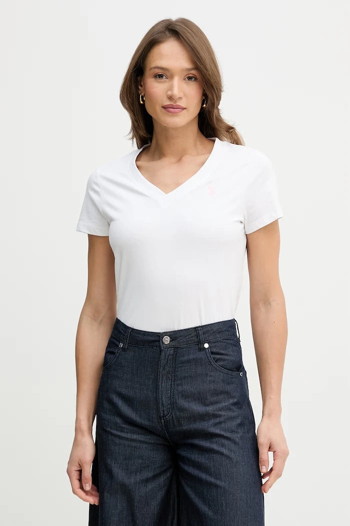U.S. Polo Assn. тениска дамска от памук V-NECK