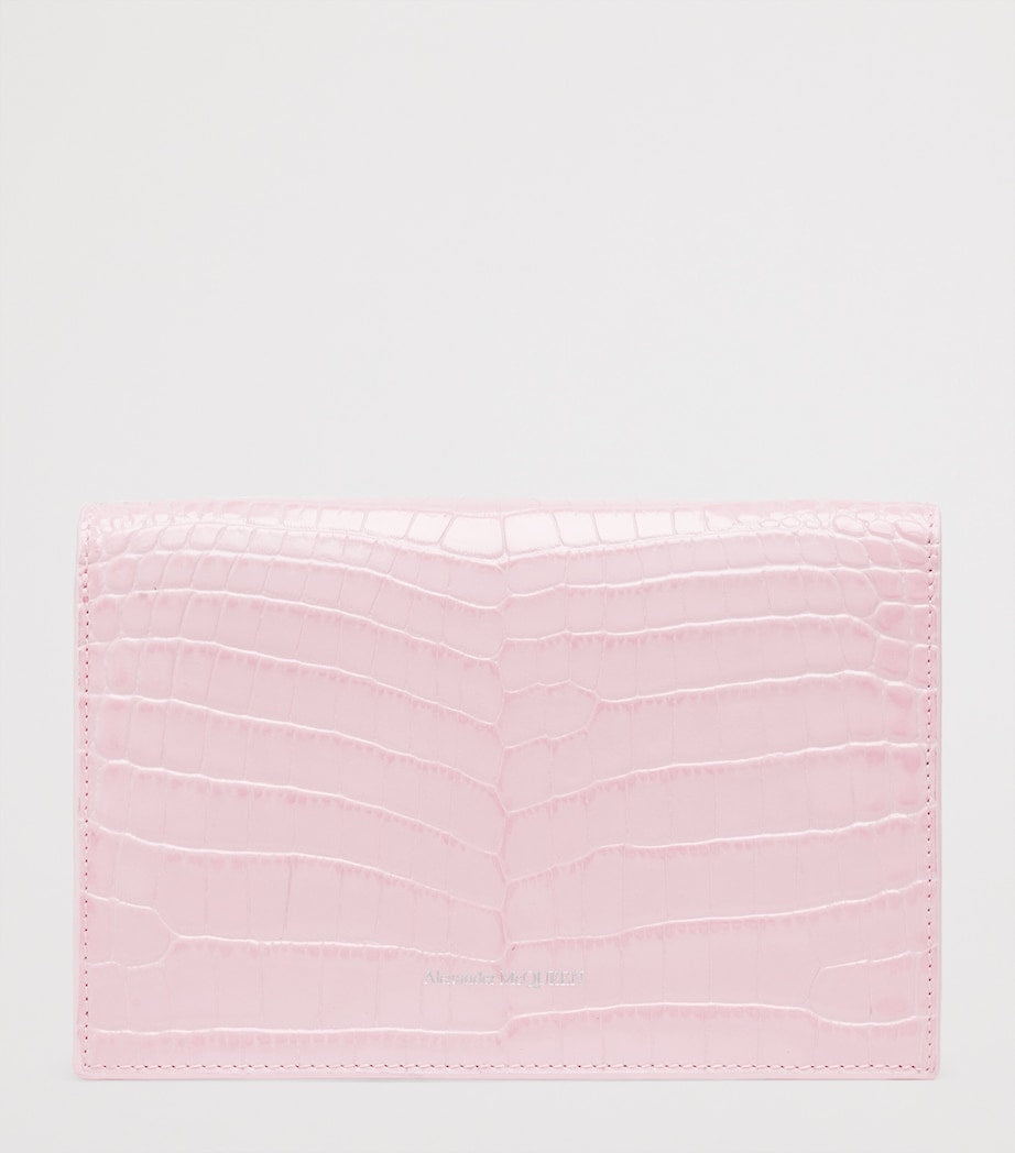 Small Croc-Embossed Skull Cross-Body Bag