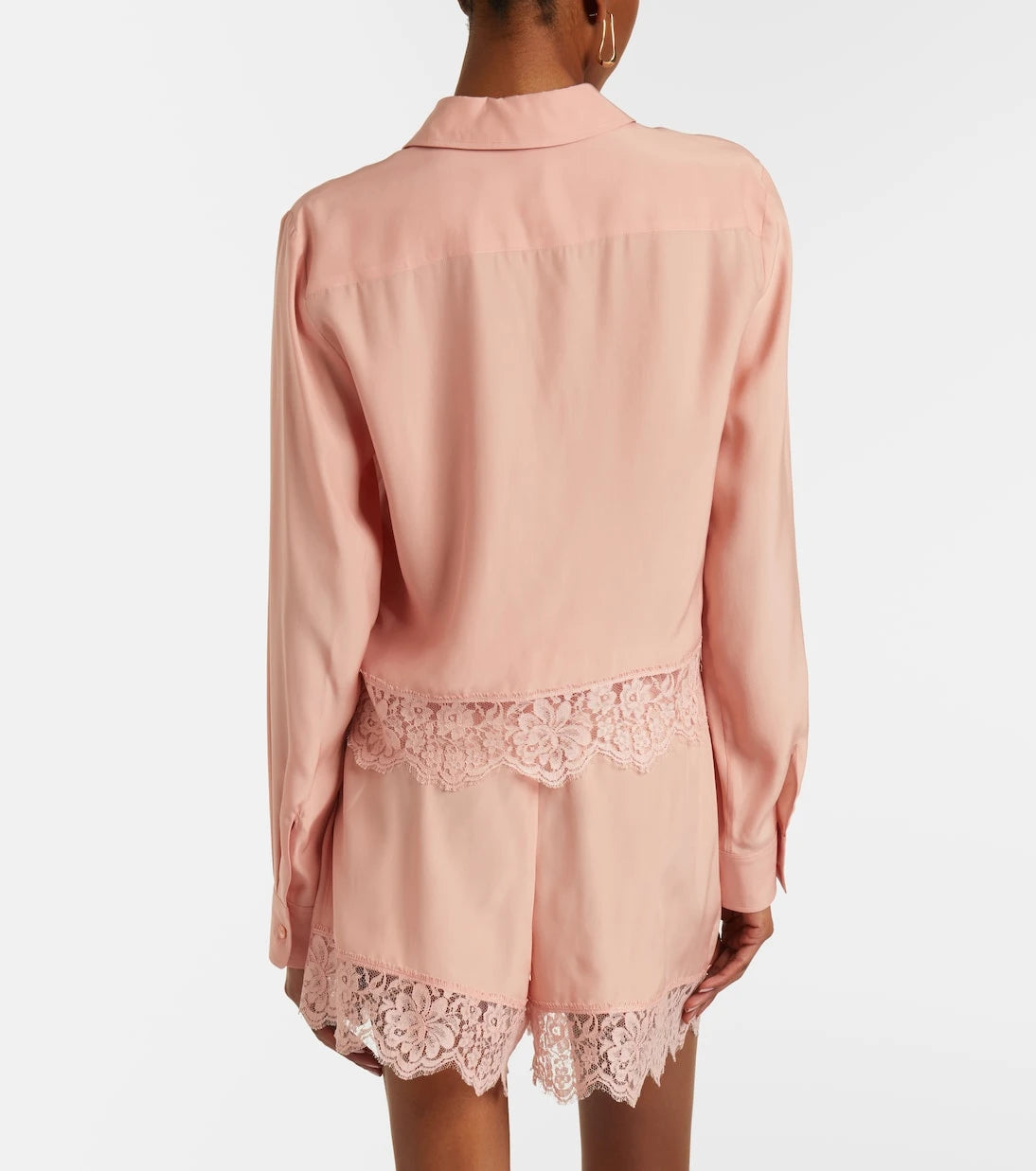 Stella McCartney - Floral lace-trimmed silk shirt