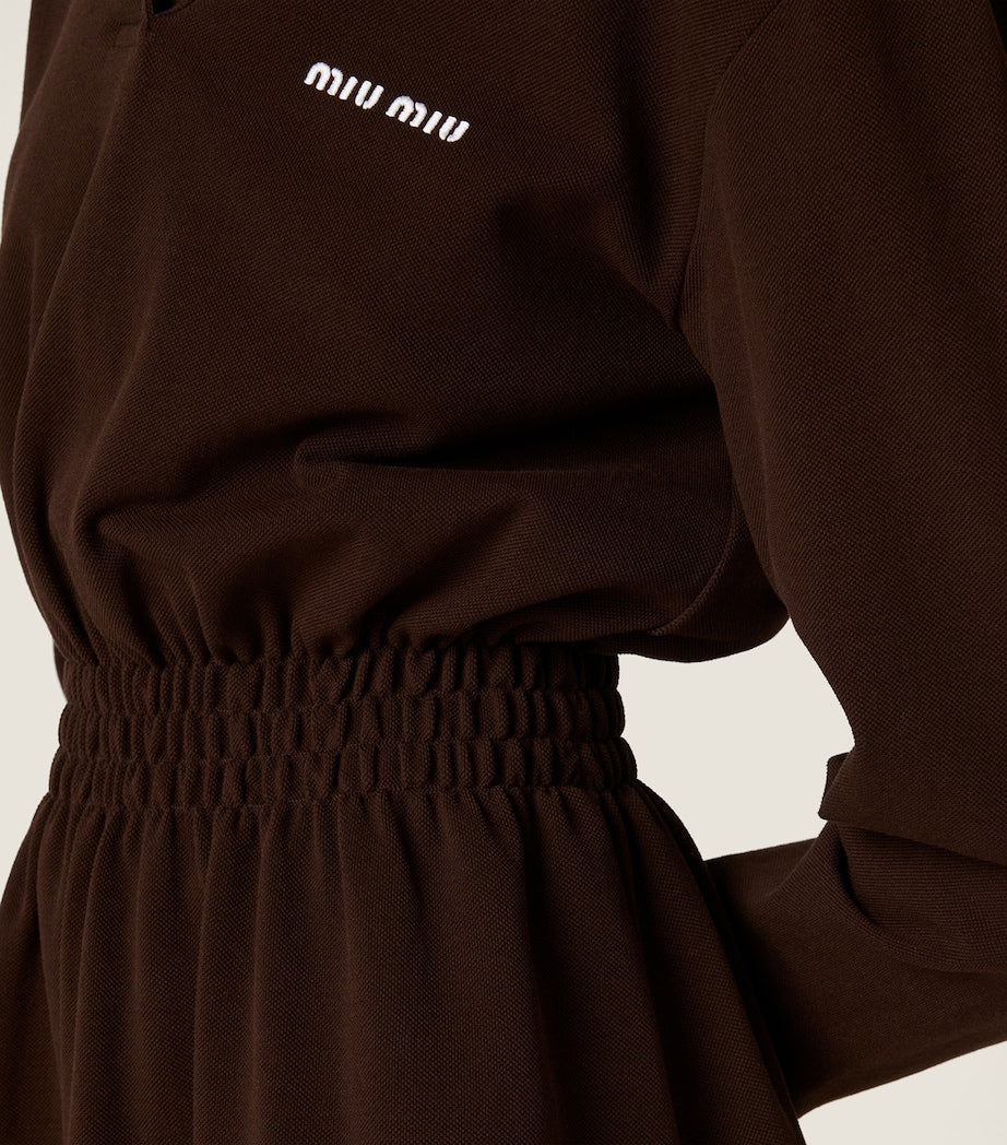 Miu Miu Brown Cotton Piqué Mini Dress