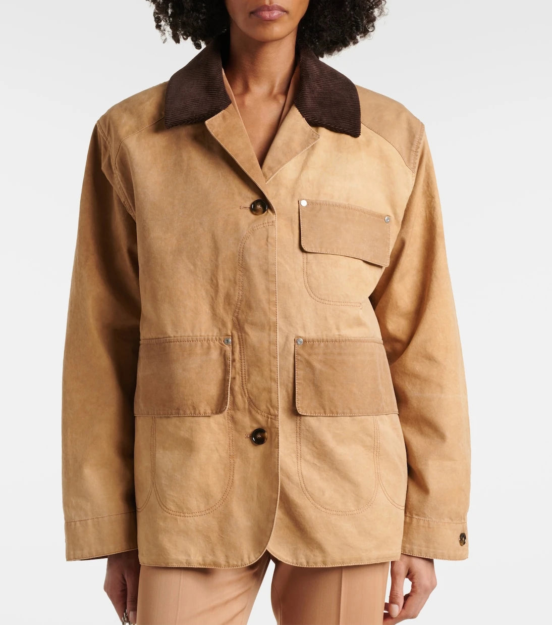 Stella McCartney - Corduroy-trimmed cotton field jacket