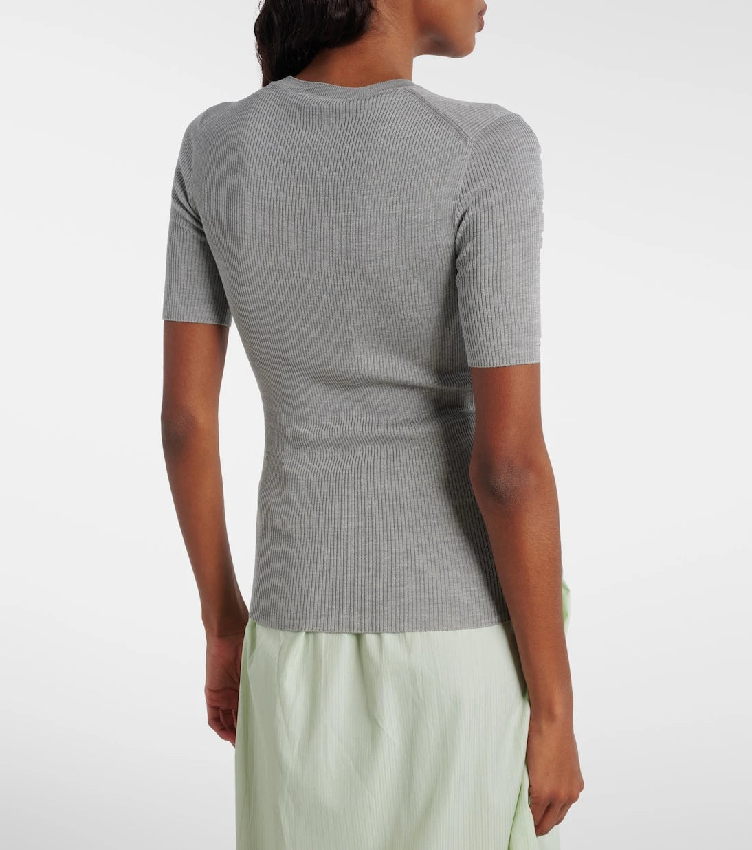Prada - Logo ribbed-trim silk T-shirt