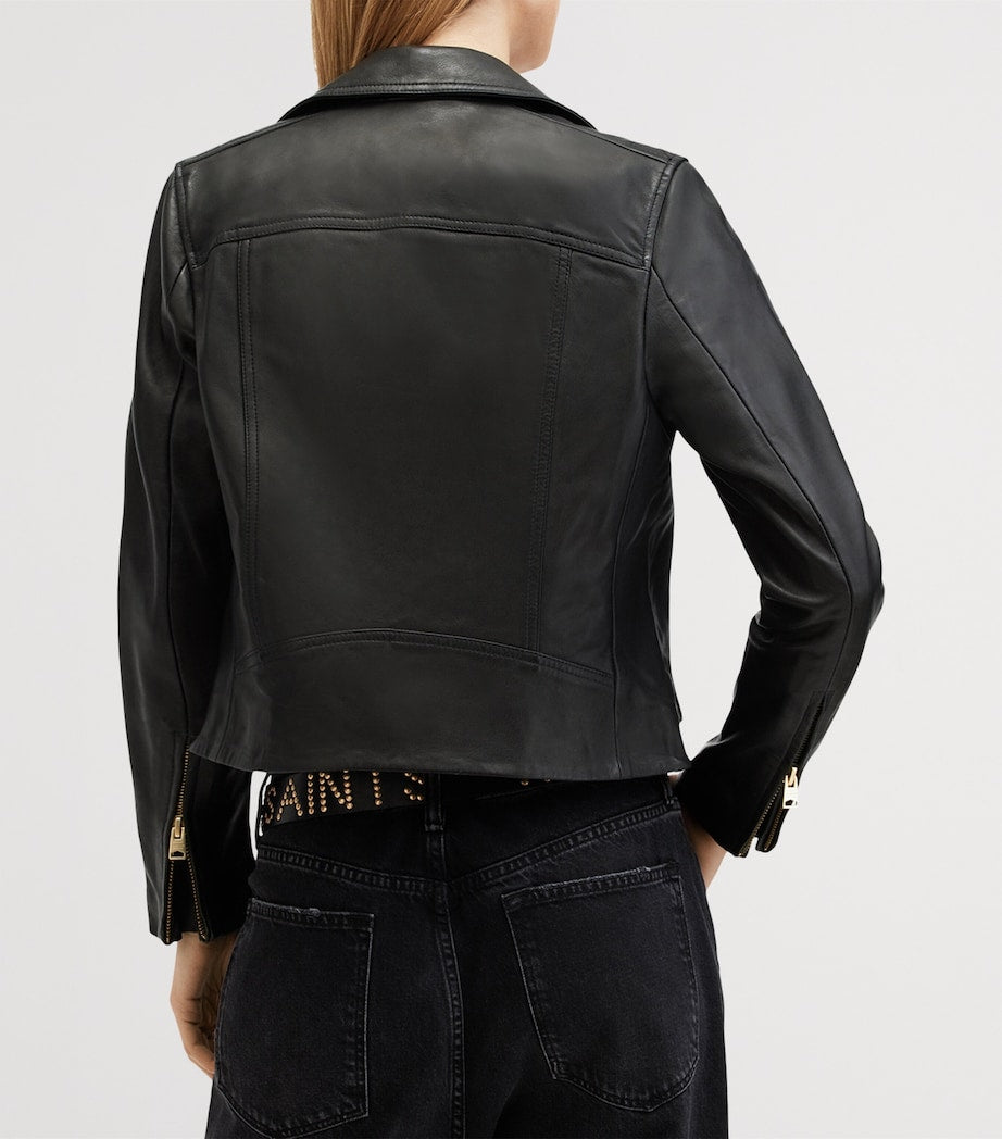 AllSaints Black Leather Dalby Biker Jacket
