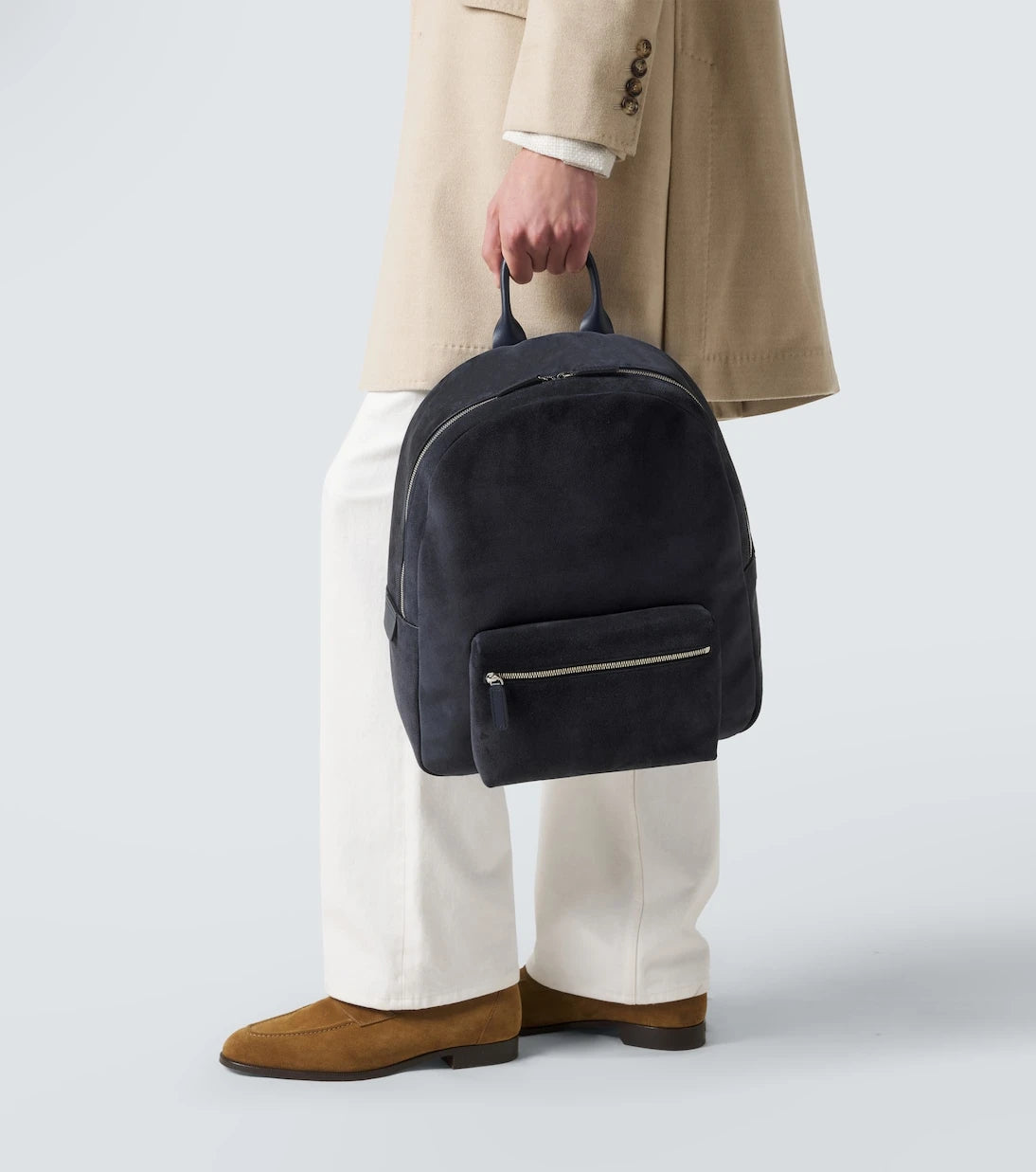 Kiton - Leather-trimmed suede backpack