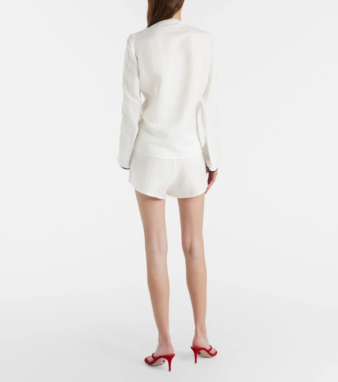 Adriana Degreas - Bicolor linen-blend Bermuda shorts
