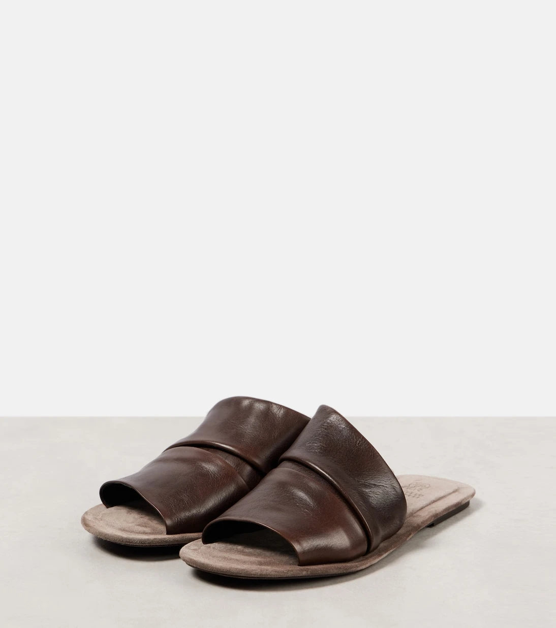 Brunello Cucinelli - Ruched leather slides