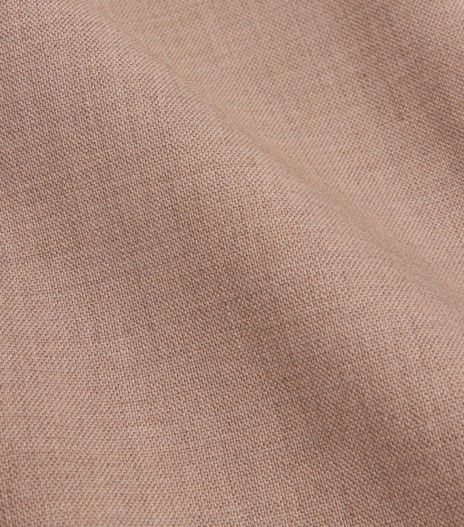 Beige Wool Column Maxi Skirt