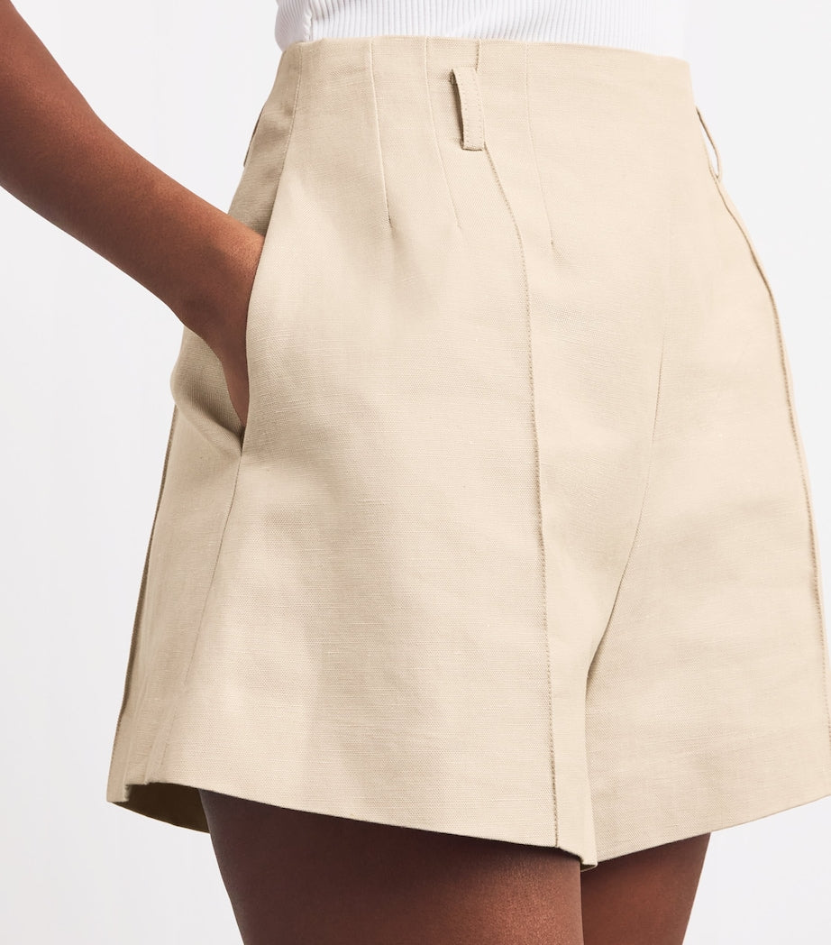 Neutral Marled Suit Shorts