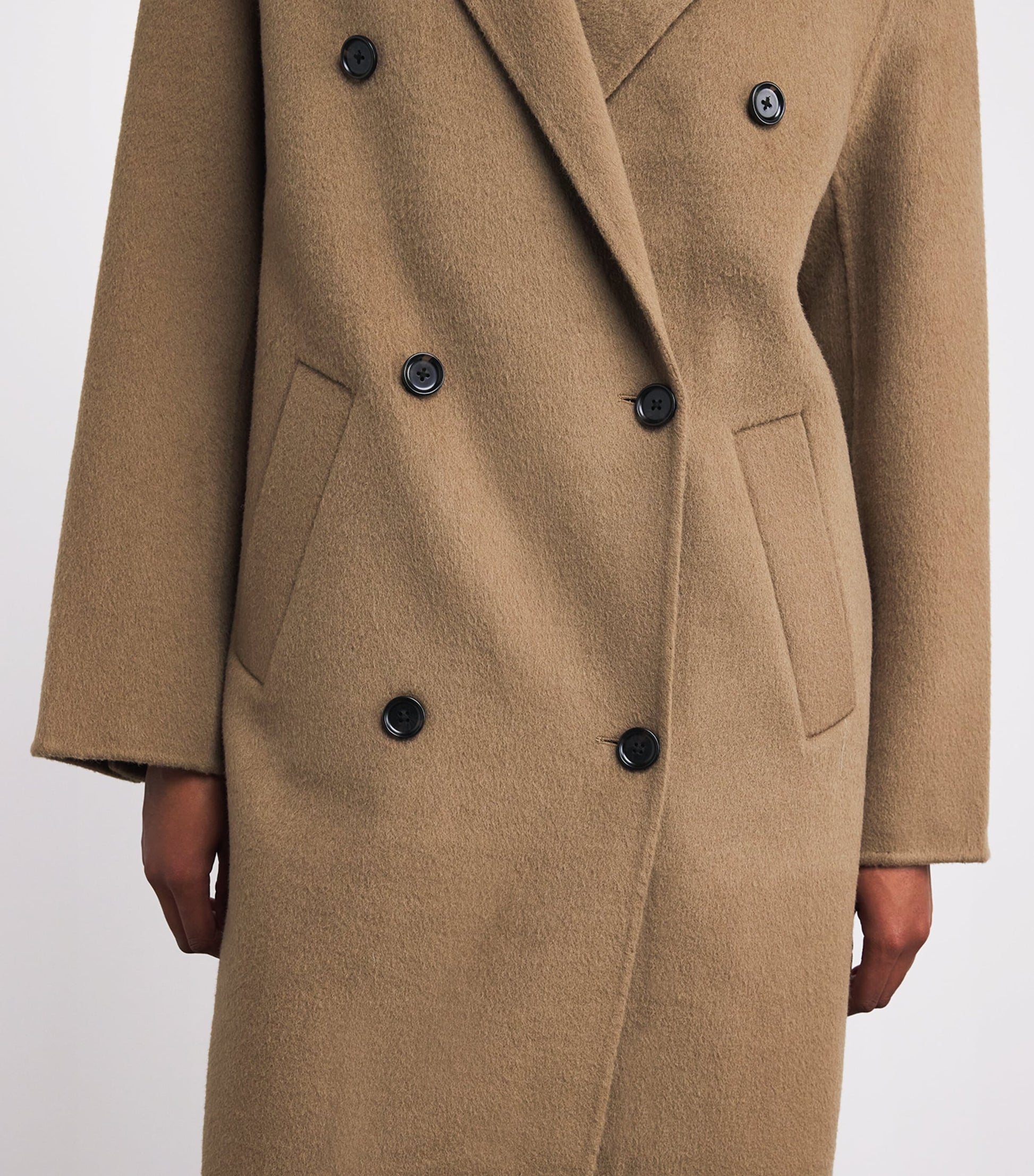 Beige Wool Double-Breasted Deja Coat
