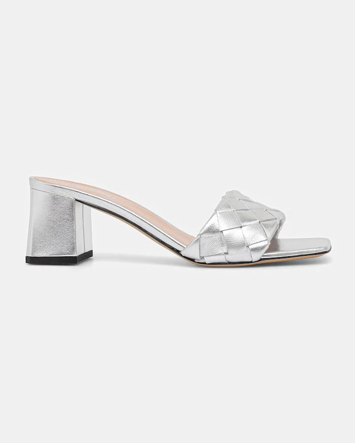 Pollini чехли с дебел ток дамски от кожа
