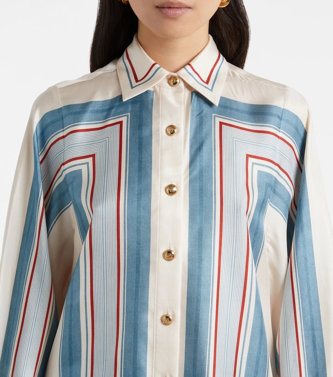 Zimmermann - Striped scarf-detail silk shirt