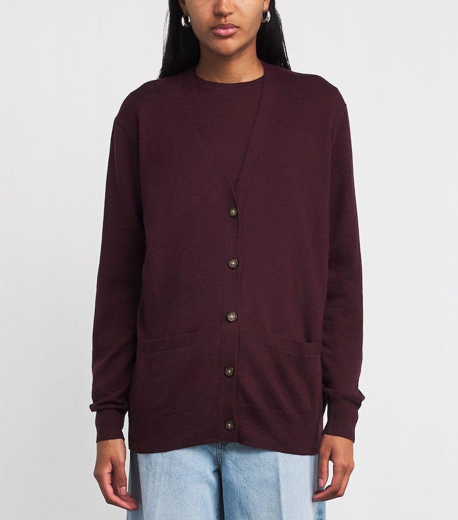 Polo Ralph Lauren Burgundy Merino Wool V-Neck Cardigan