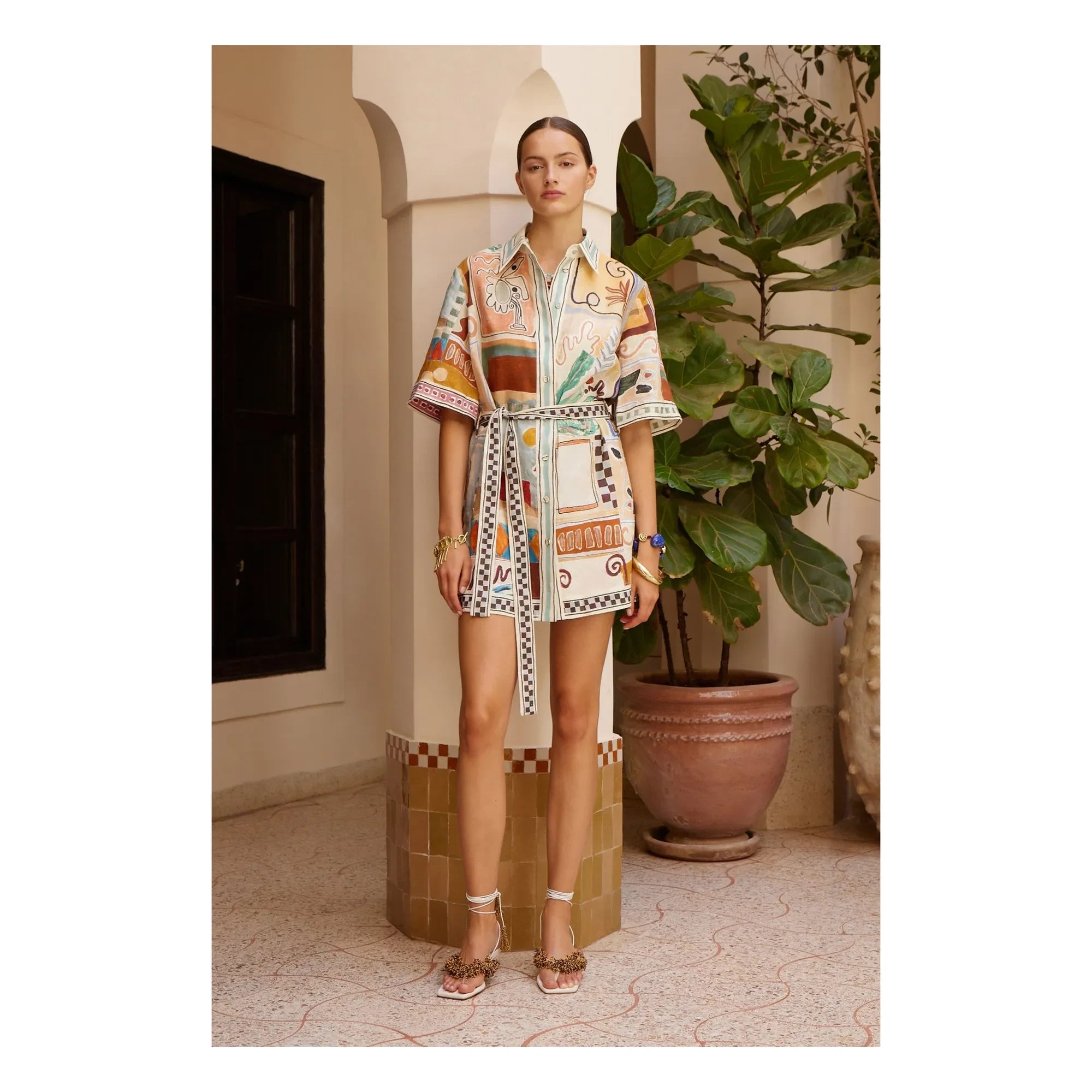 Alémais - Michelle Linen Short Dress | Light blue