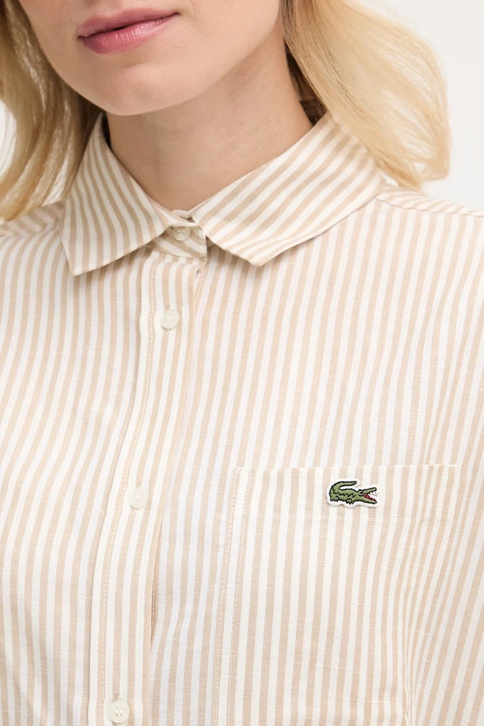 Lacoste Рокля тип риза с лен