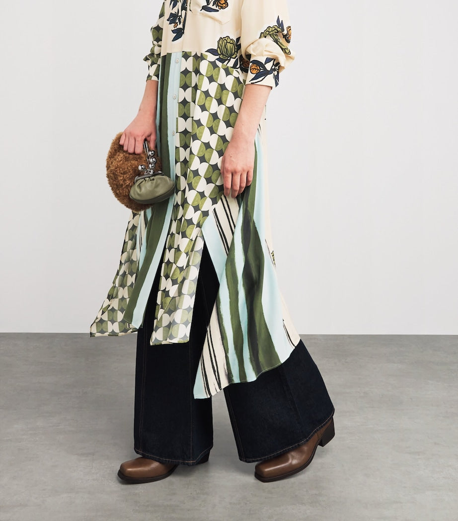 Weekend Max Mara Beige Silk Printed Midi Dress