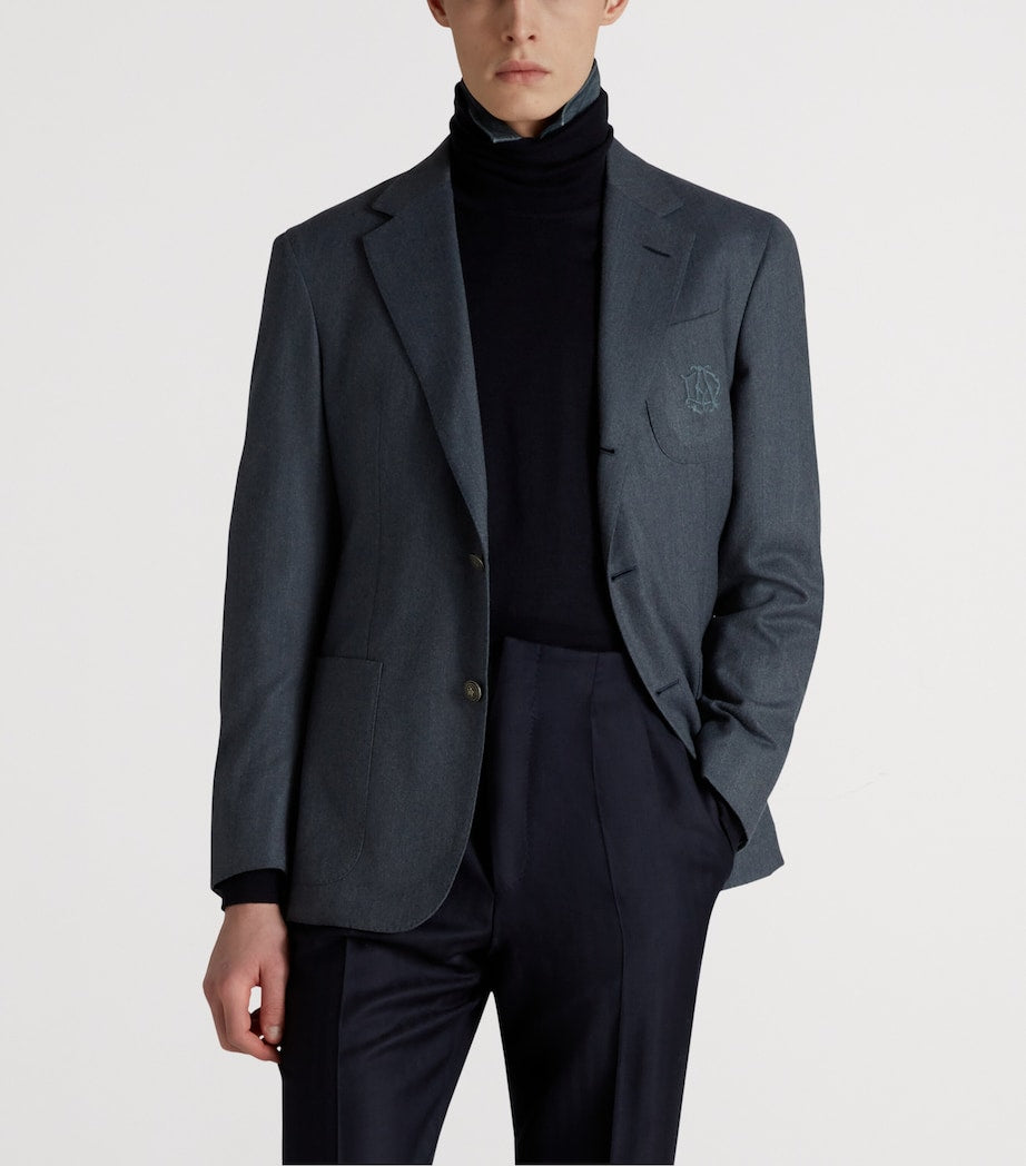 Blue Superfine Merino Wool Flannel Cavendish Blazer