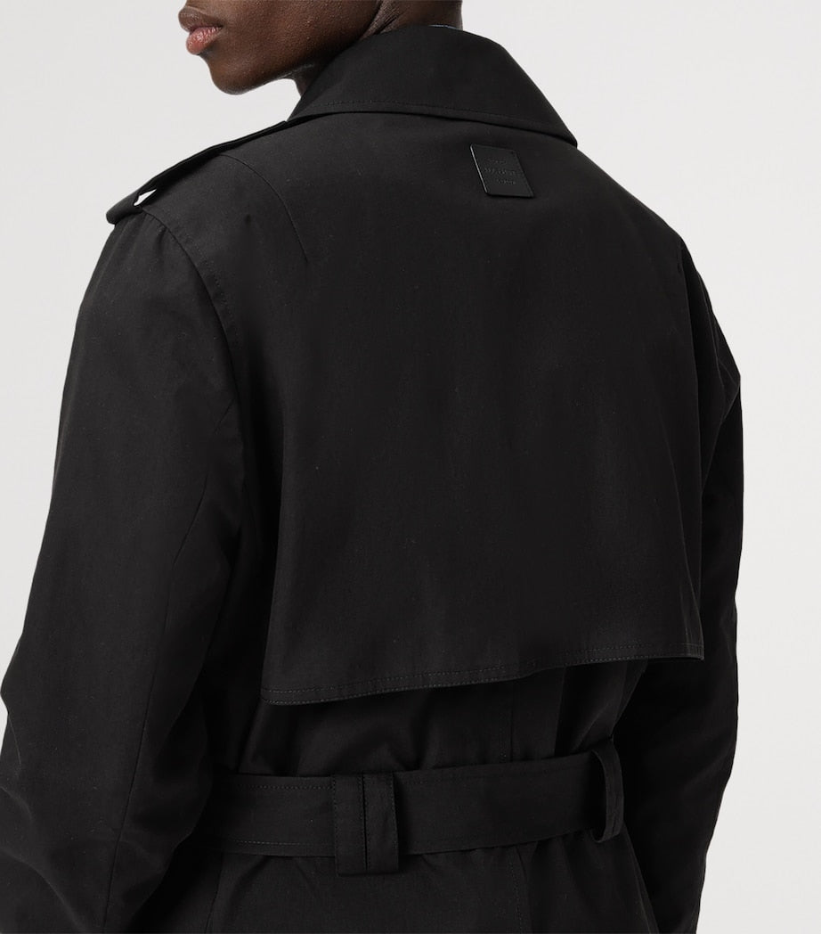AllSaints Black Cotton-Blend Bastille Trench Coat