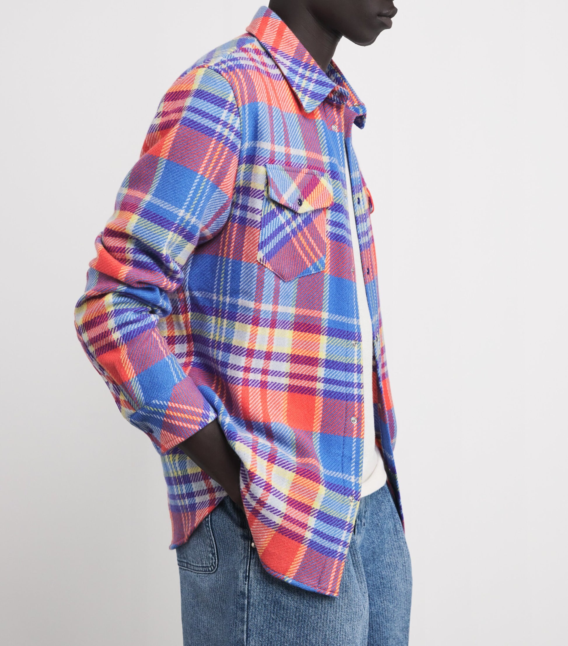 Unisex Cashmere and Lapis Lazuli Tartan Creator Shirt