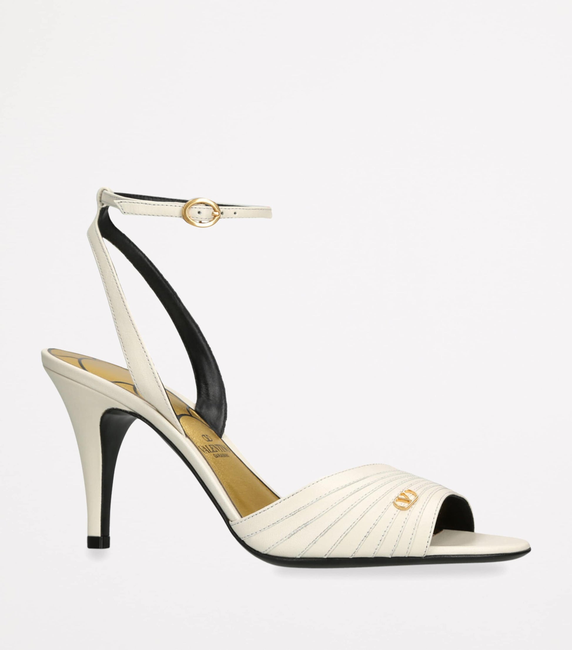 Valentino Garavani White Leather Ladycrush Heeled Sandals 85