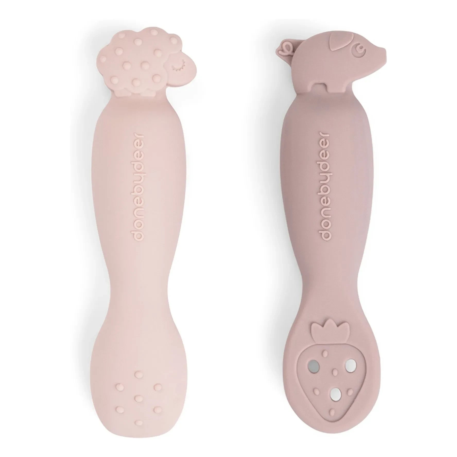 Done by deer - Tiny Farm learning spoons - Set of 2 | Pink