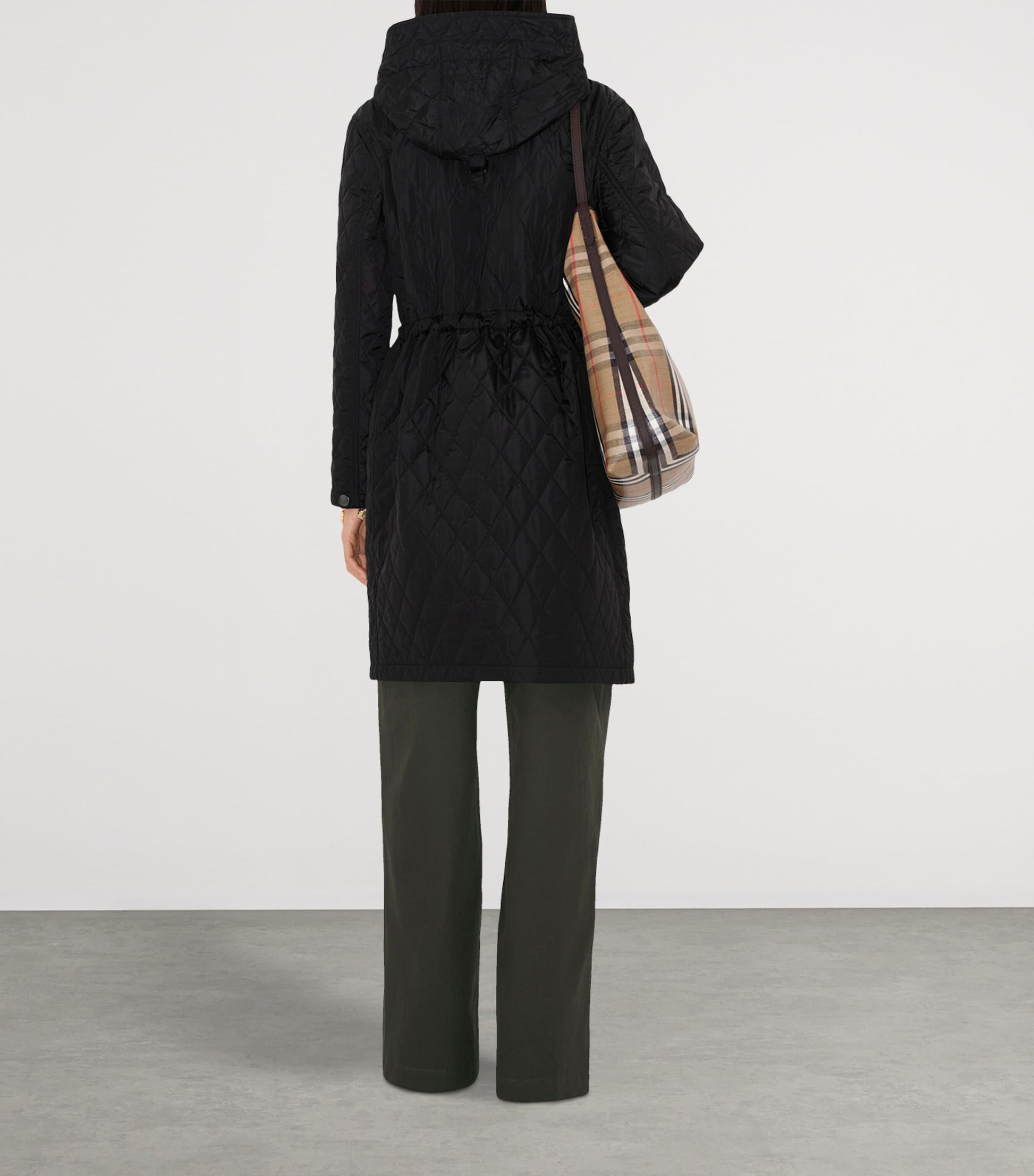 Nylon Quilted Hooded Parka BLACK