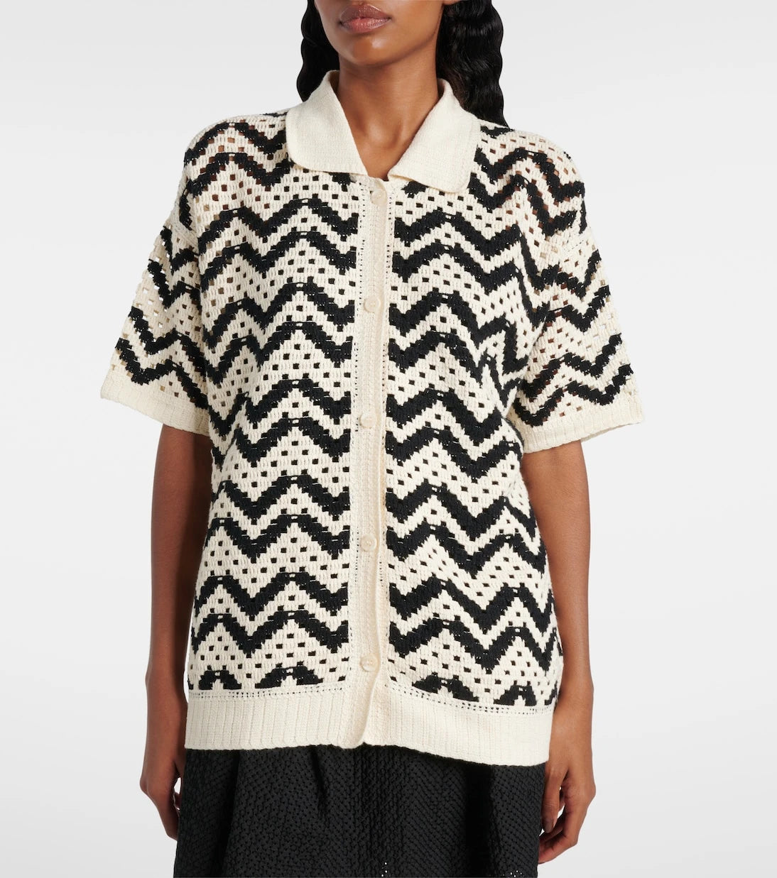 Varley - Anais crochet cotton polo shirt