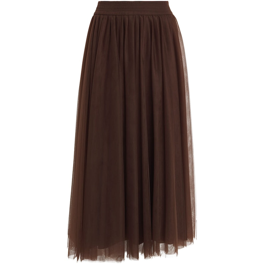 Fabiana Filippi Brown Tulle Maxi Skirt