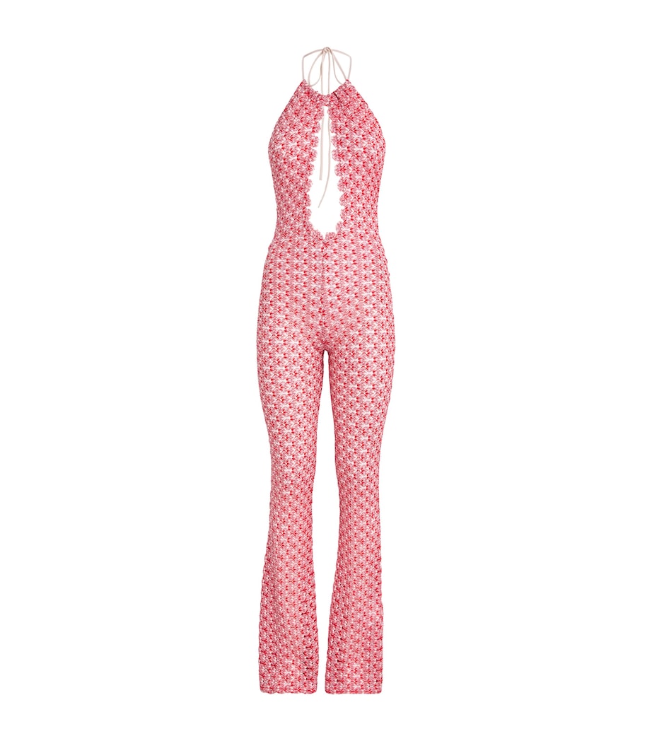 Missoni Red Crochet Halterneck Jumpsuit