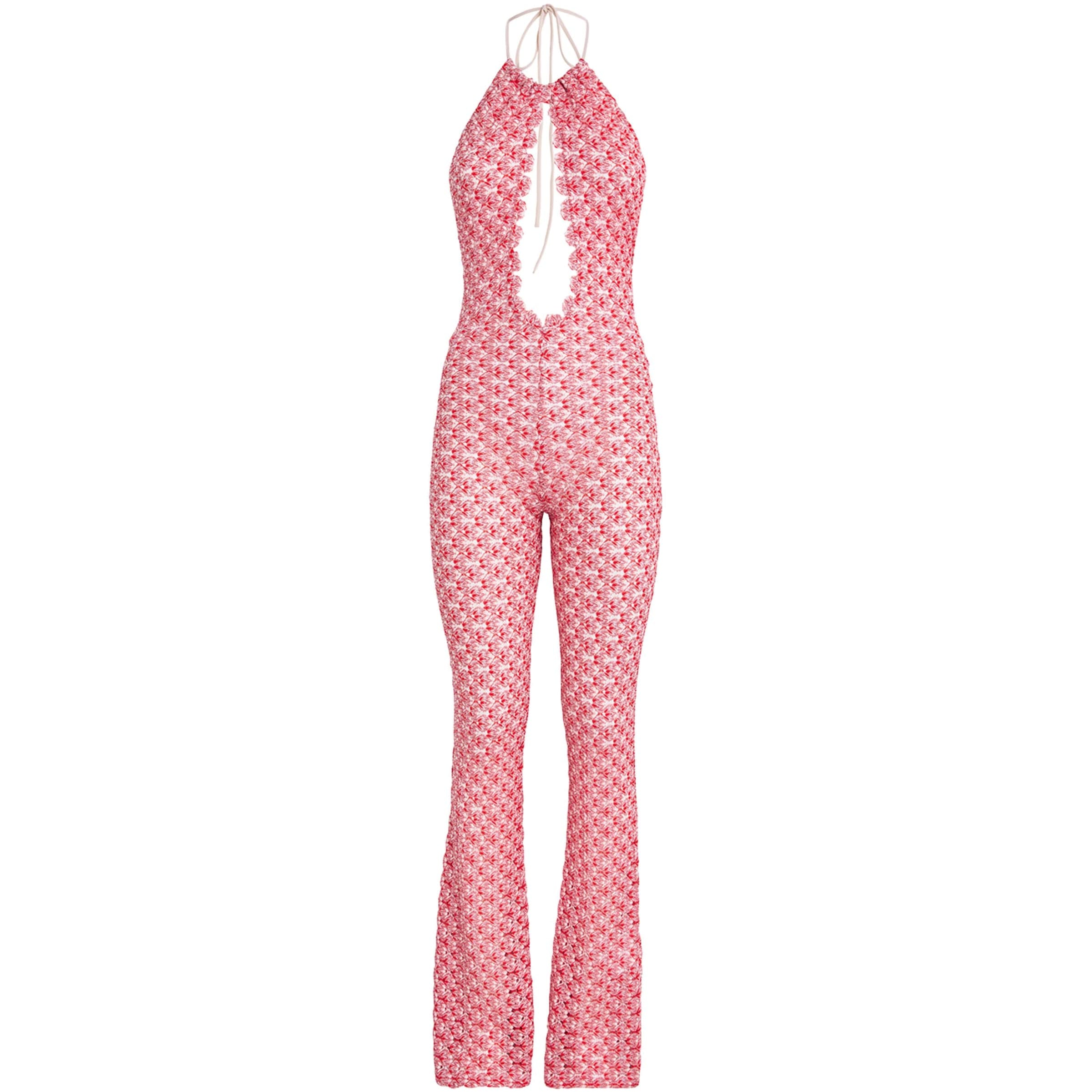 Missoni Red Crochet Halterneck Jumpsuit