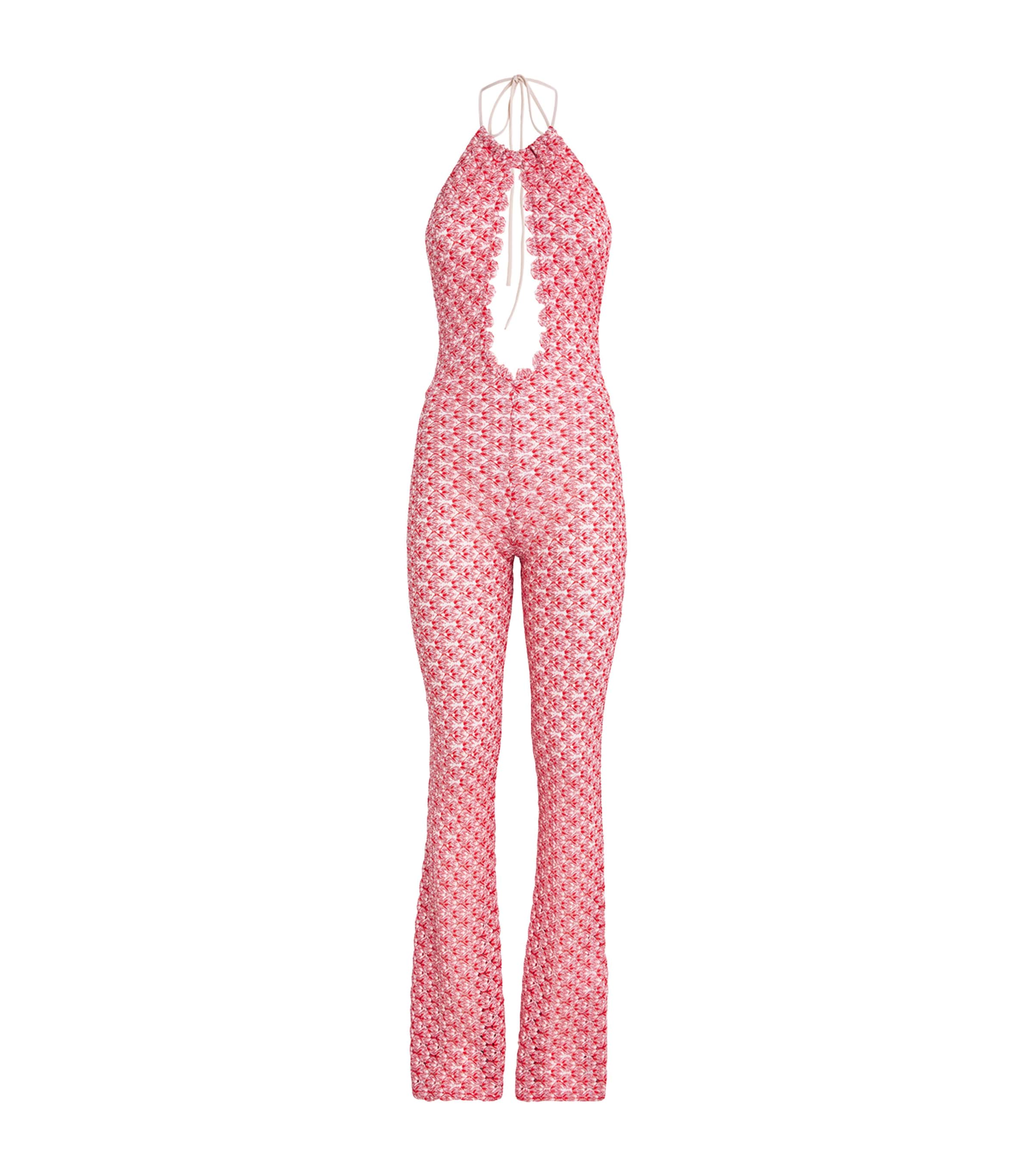 Missoni Red Crochet Halterneck Jumpsuit