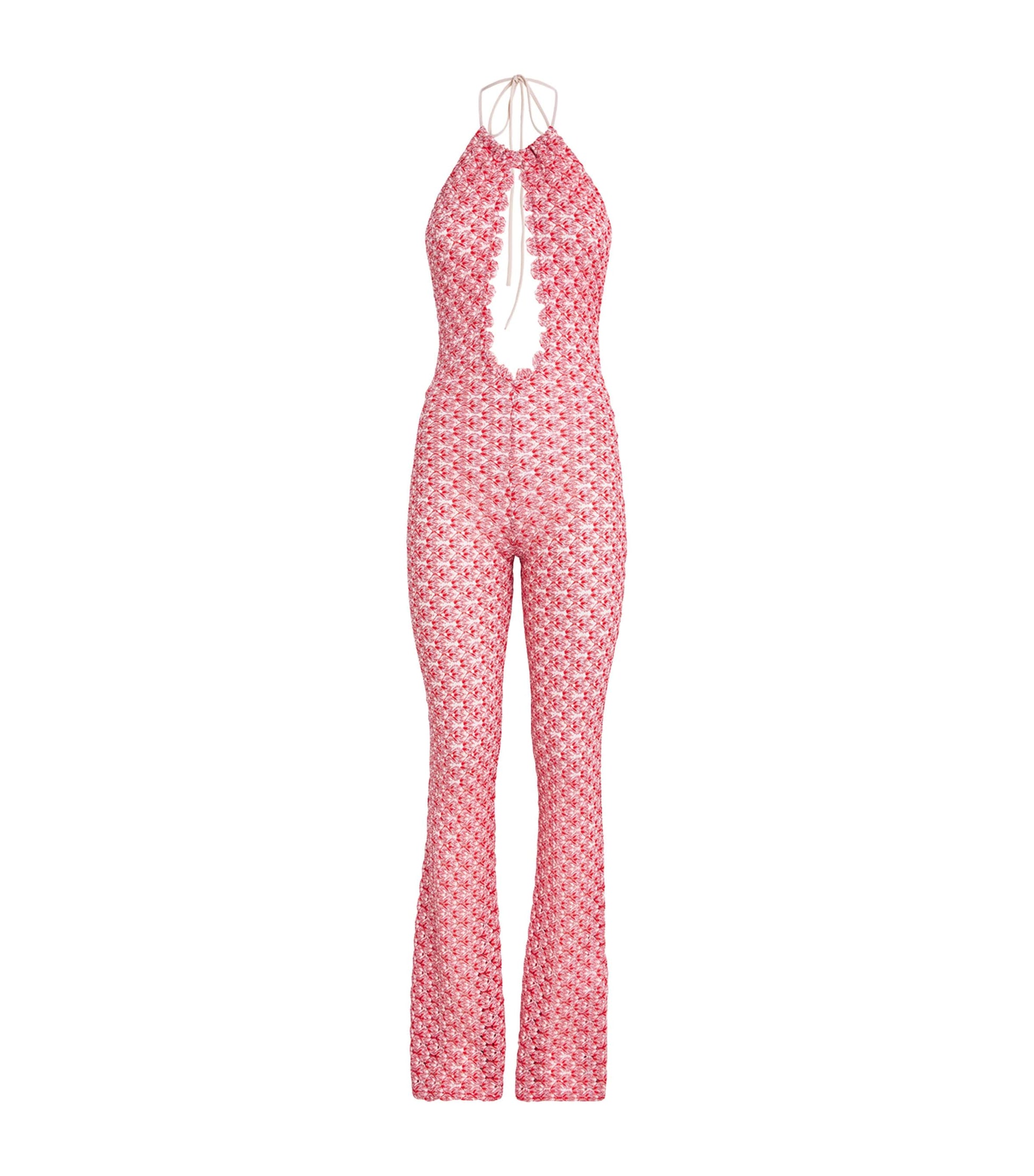 Missoni Red Crochet Halterneck Jumpsuit