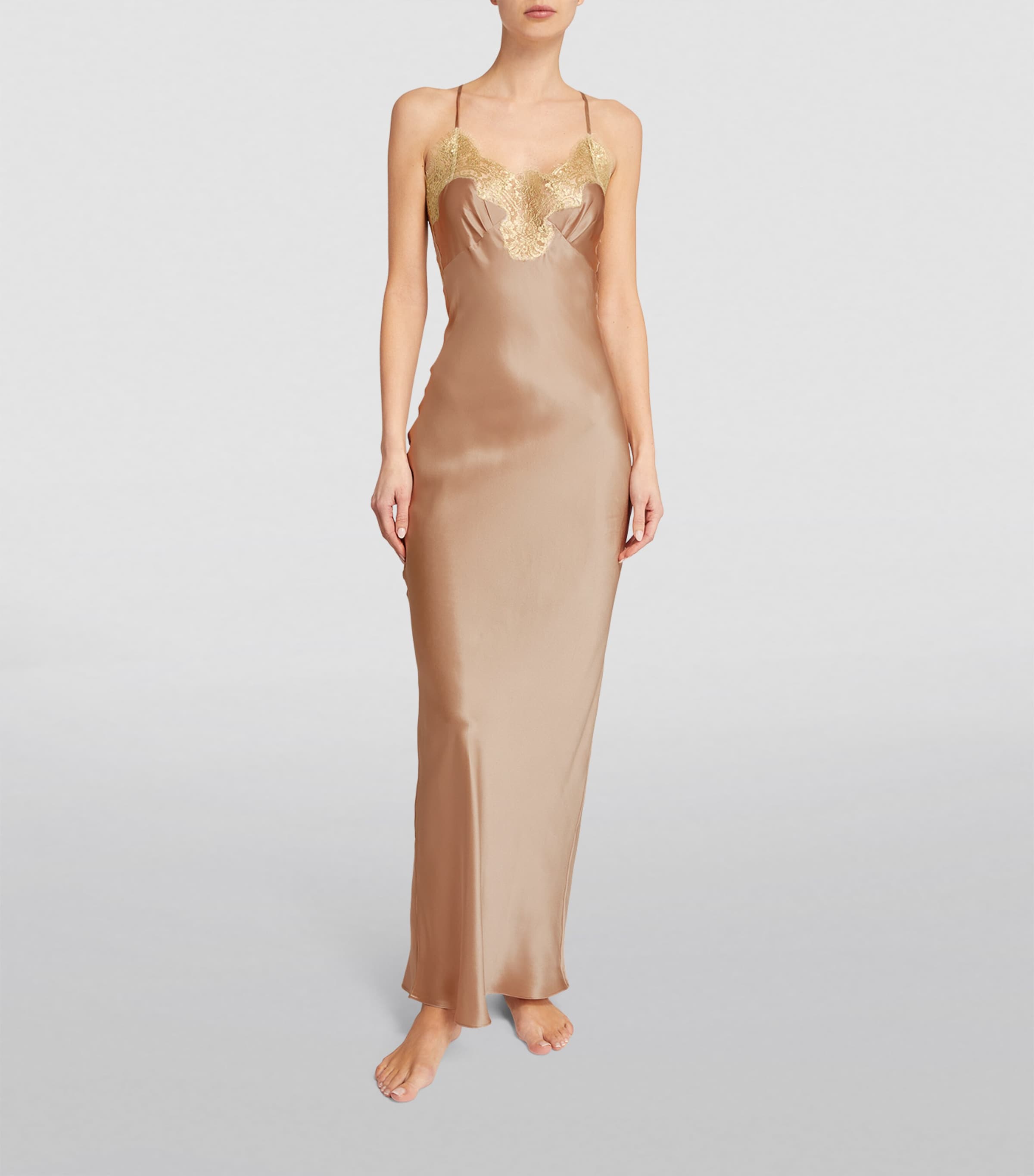 Silk Gina Slip Dress ALMOND/GOLD