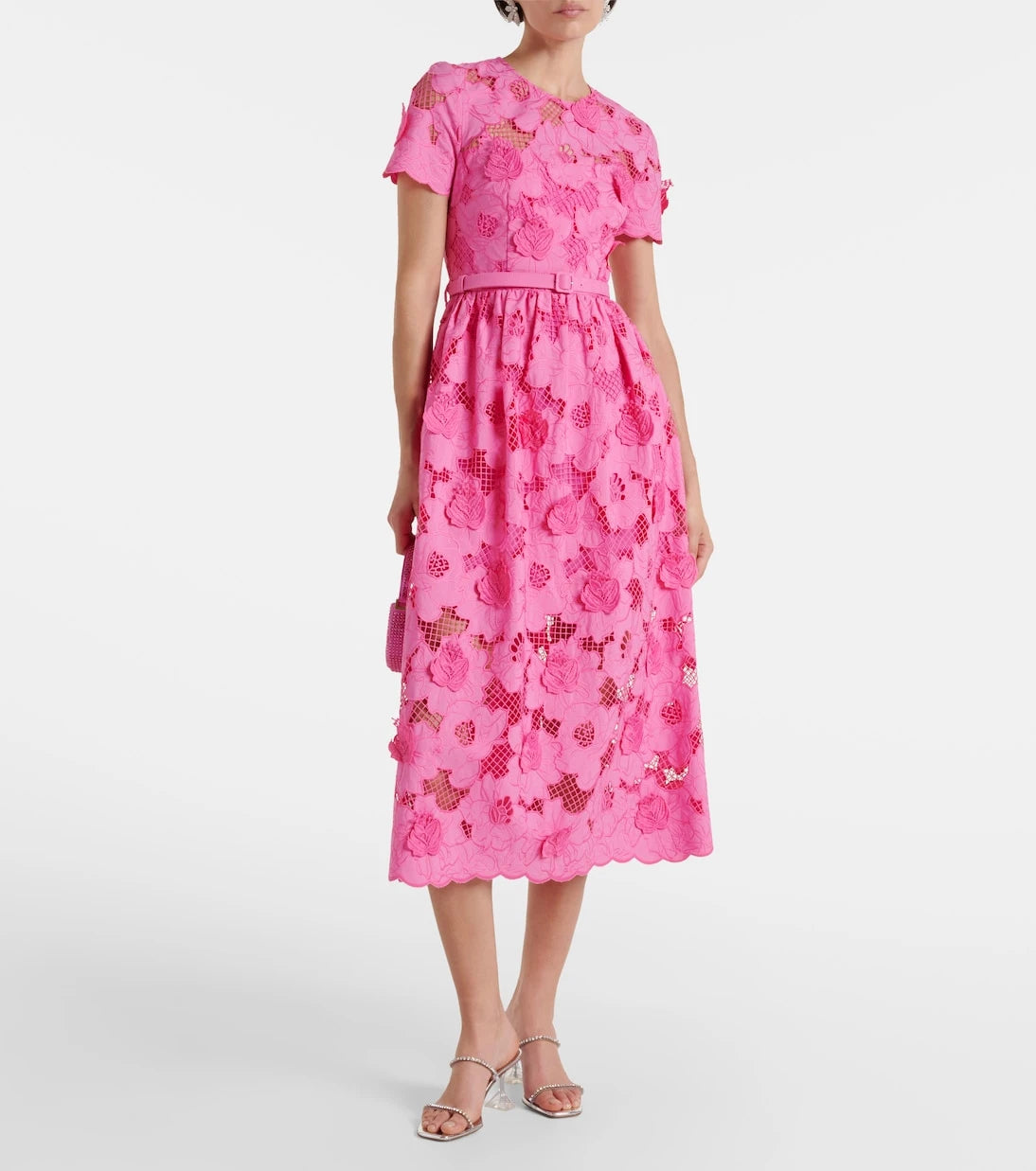Self-Portrait - Cotton-blend lace midi dress