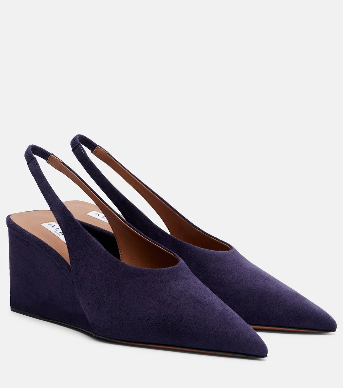 Alaïa - Cube suede wedge slingback pumps