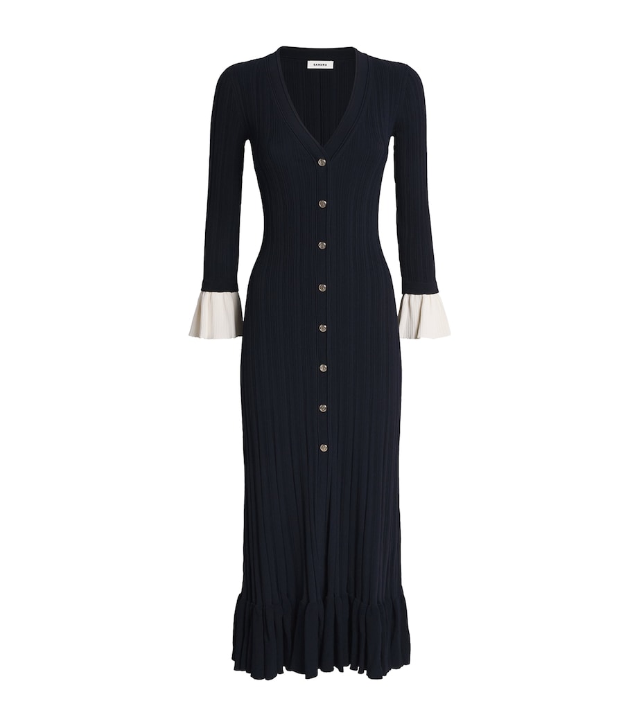 Knit Two-Tone Midi Dress NAVY BLUE