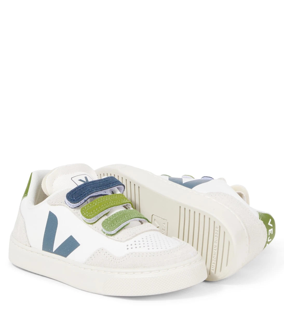 Veja Kids - V-90 suede-trimmed leather sneakers