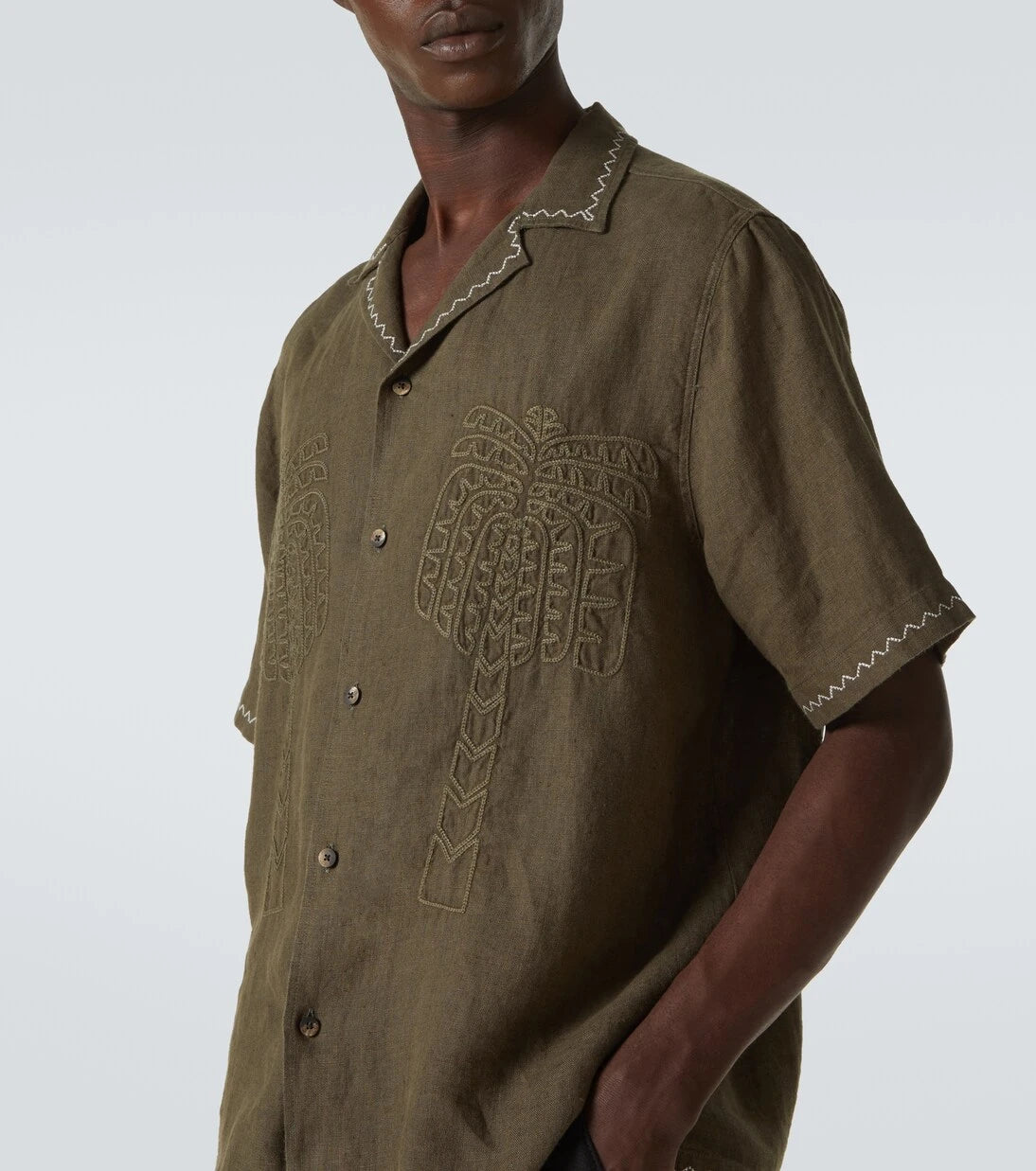 Frescobol Carioca - Flavio embroidered linen bowling shirt
