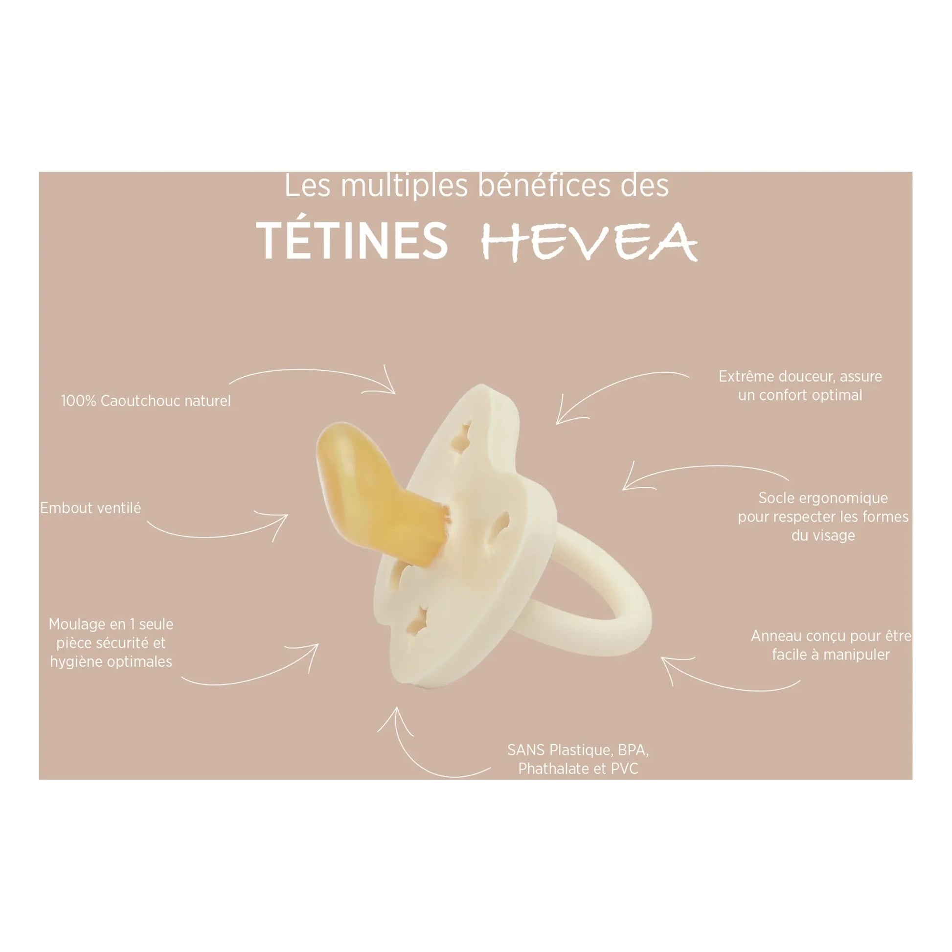 Hevea - Natural Rubber Physiological Dummies - Set of 2 | Beige