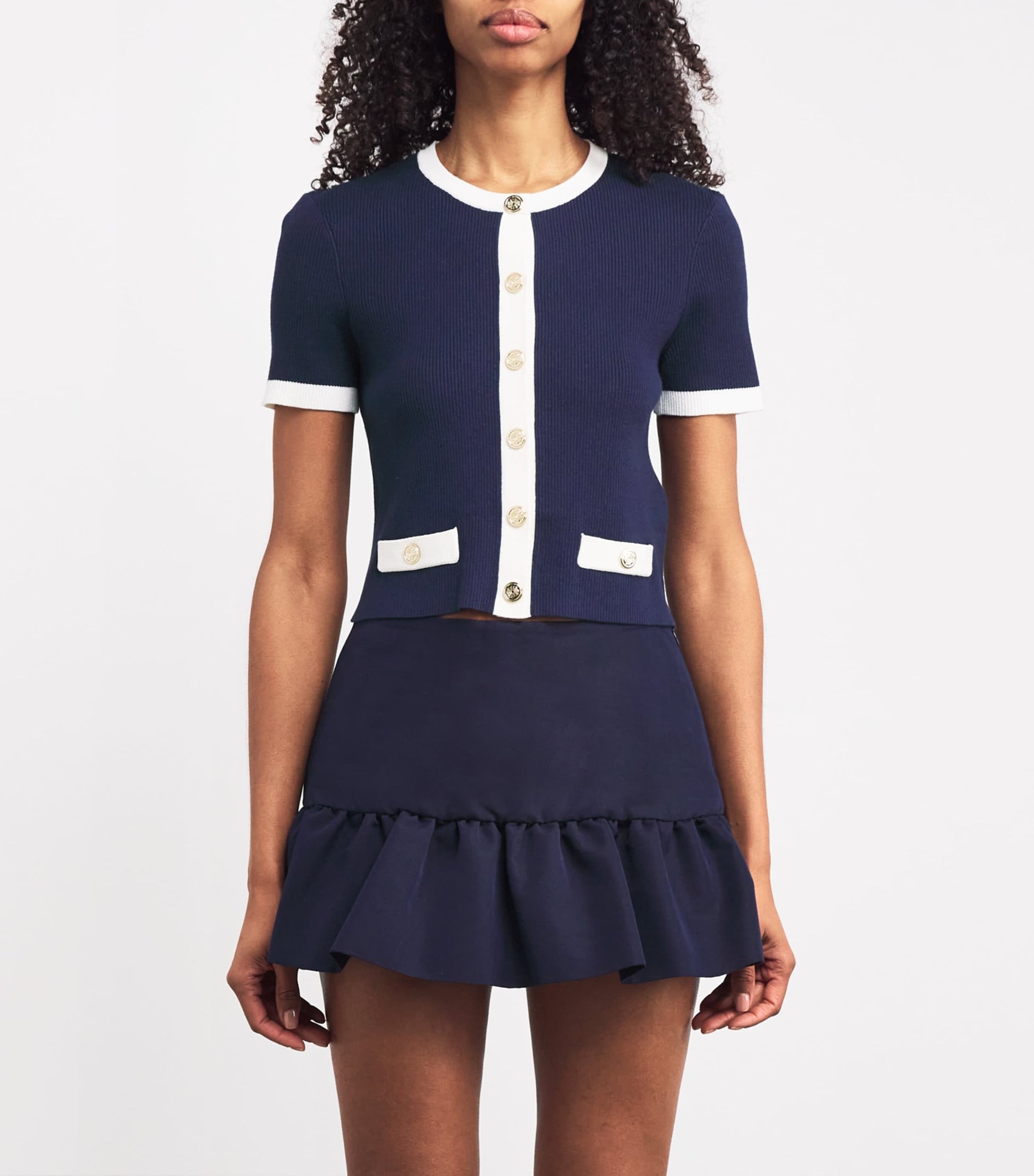 Blue Cropped Cardigan